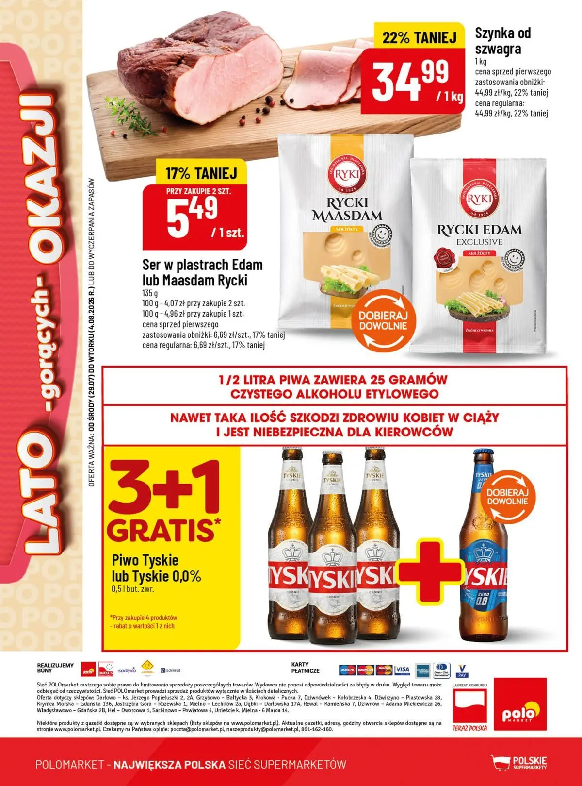 Nowa POLOmarket gazetka od jutra 29.07.2026 | Strona: 8 | Produkty: Ser żółty, Tyskie, Ser, Piwo