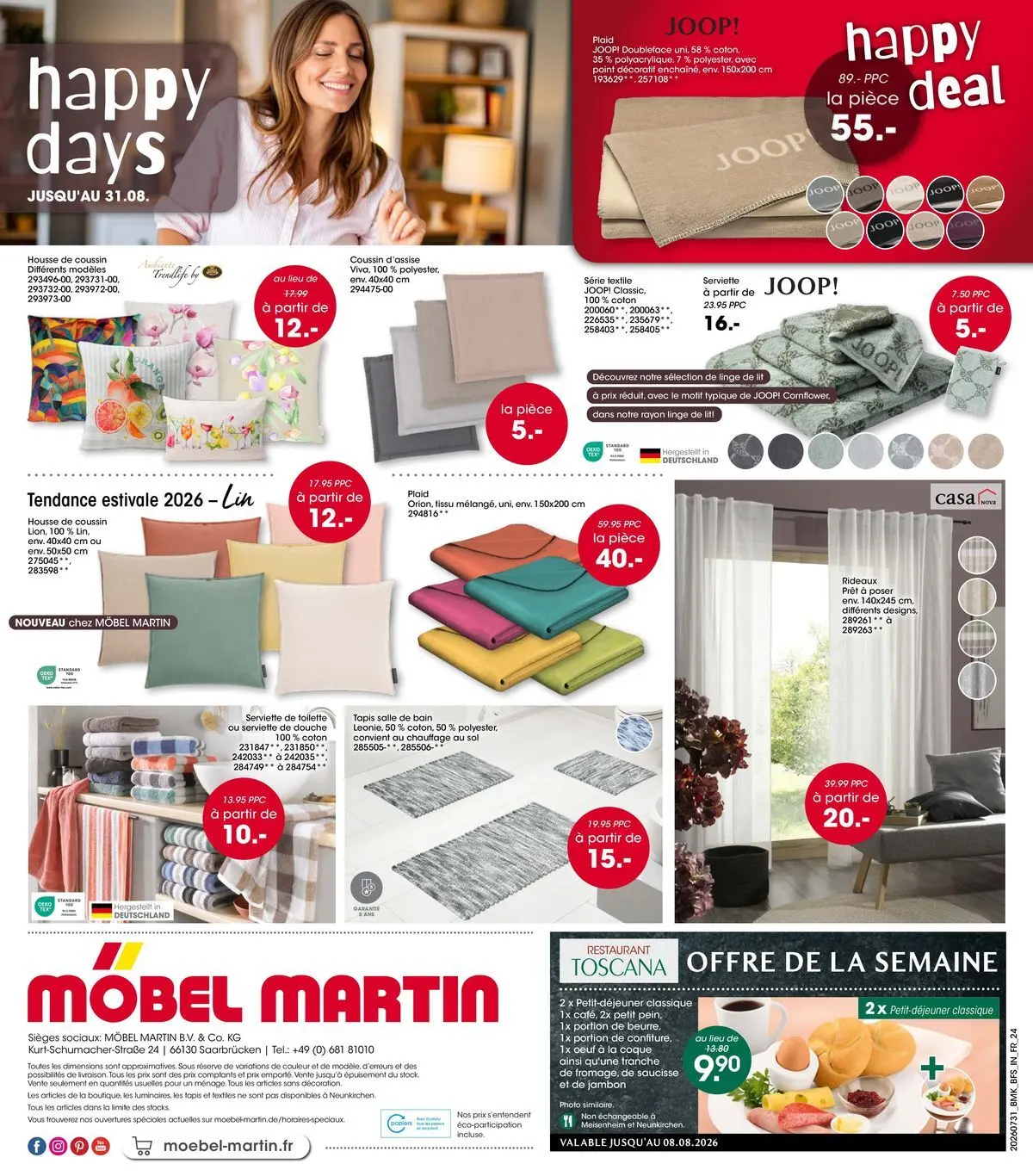 Möbel Martin - Möbel Martin: Offres hebdomadaires à partir du 31/07/2026 - promo en ligne | Page: 24 | Produits: Coton, Tapis, Beurre, Jambon