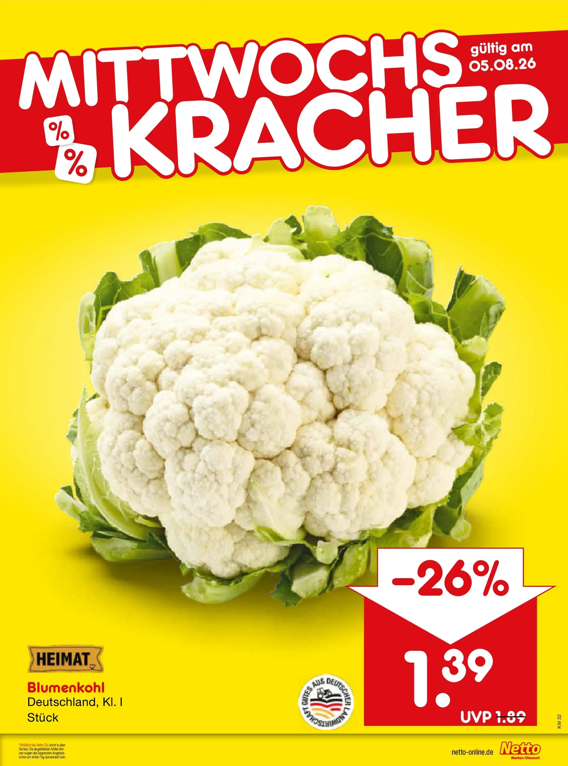 Netto Marken-Discount Prospekt München (ab 03.08.2026) » Angebote | Seite: 13 | Produkte: Blumenkohl