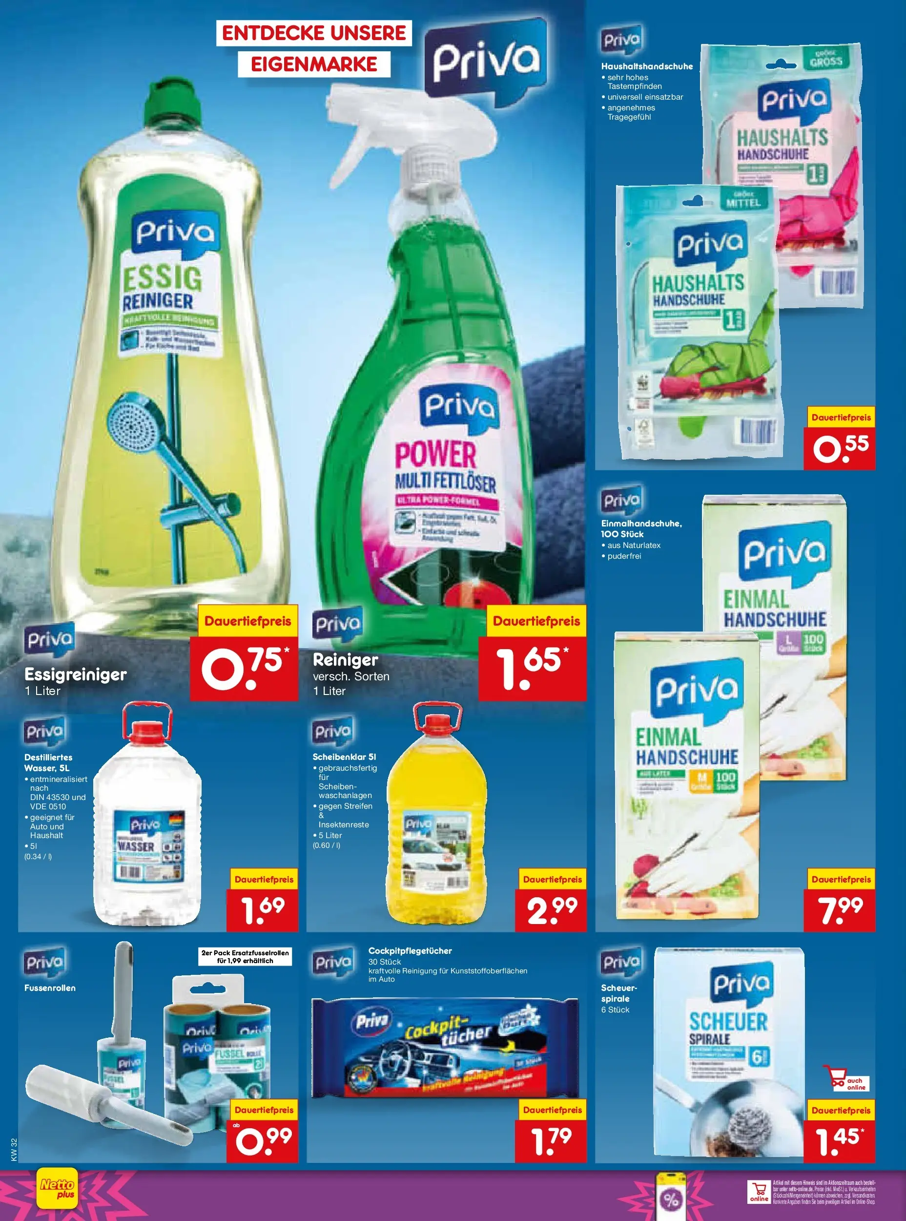Netto Marken-Discount Prospekt München (ab 03.08.2026) » Angebote | Seite: 16 | Produkte: Essig, Wasser, Handschuhe