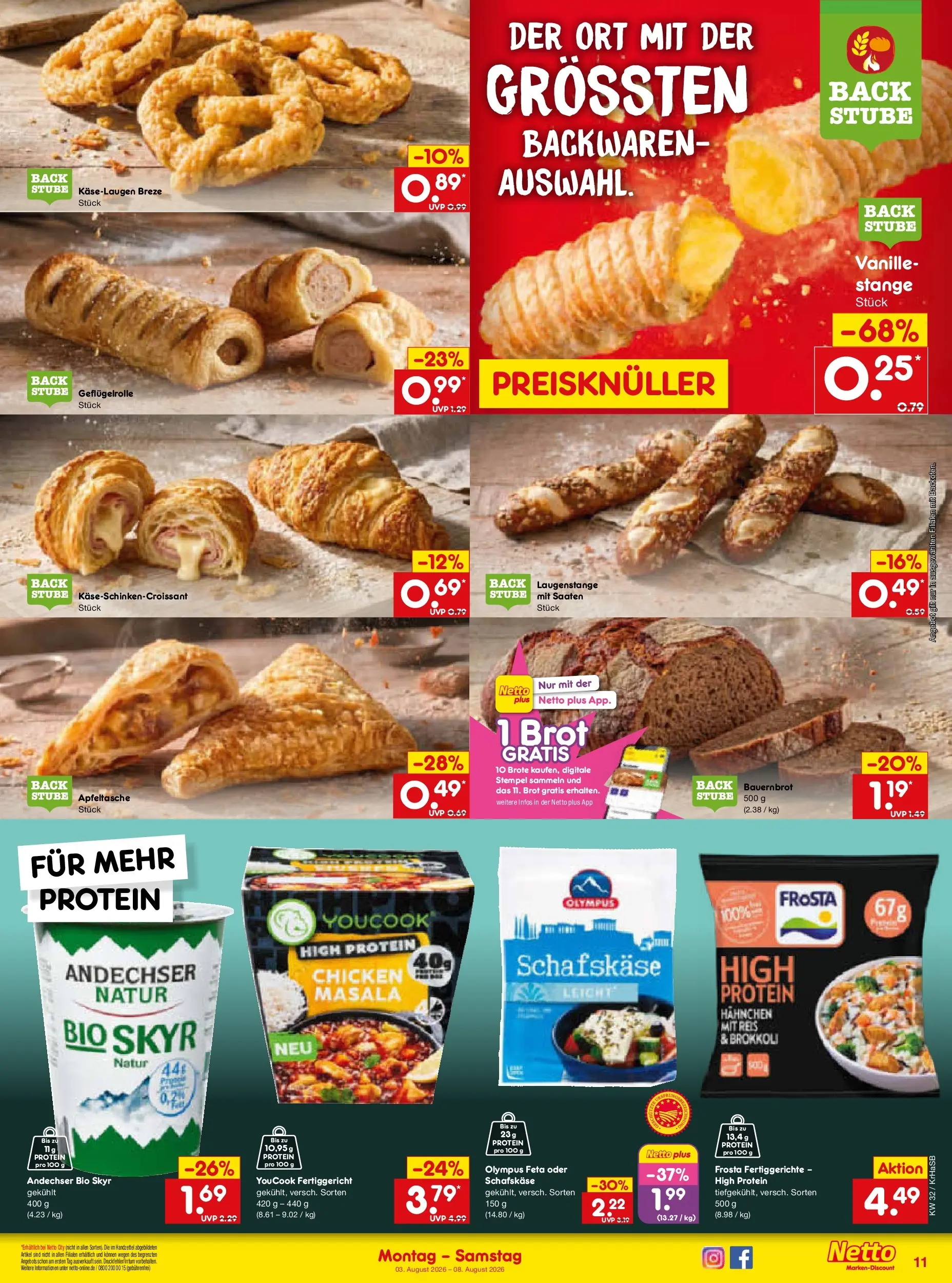 Netto Marken-Discount Prospekt Baesweiler (ab 03.08.2026) » Angebote | Seite: 21 | Produkte: Youcook, Frosta, Reis, Schafskase