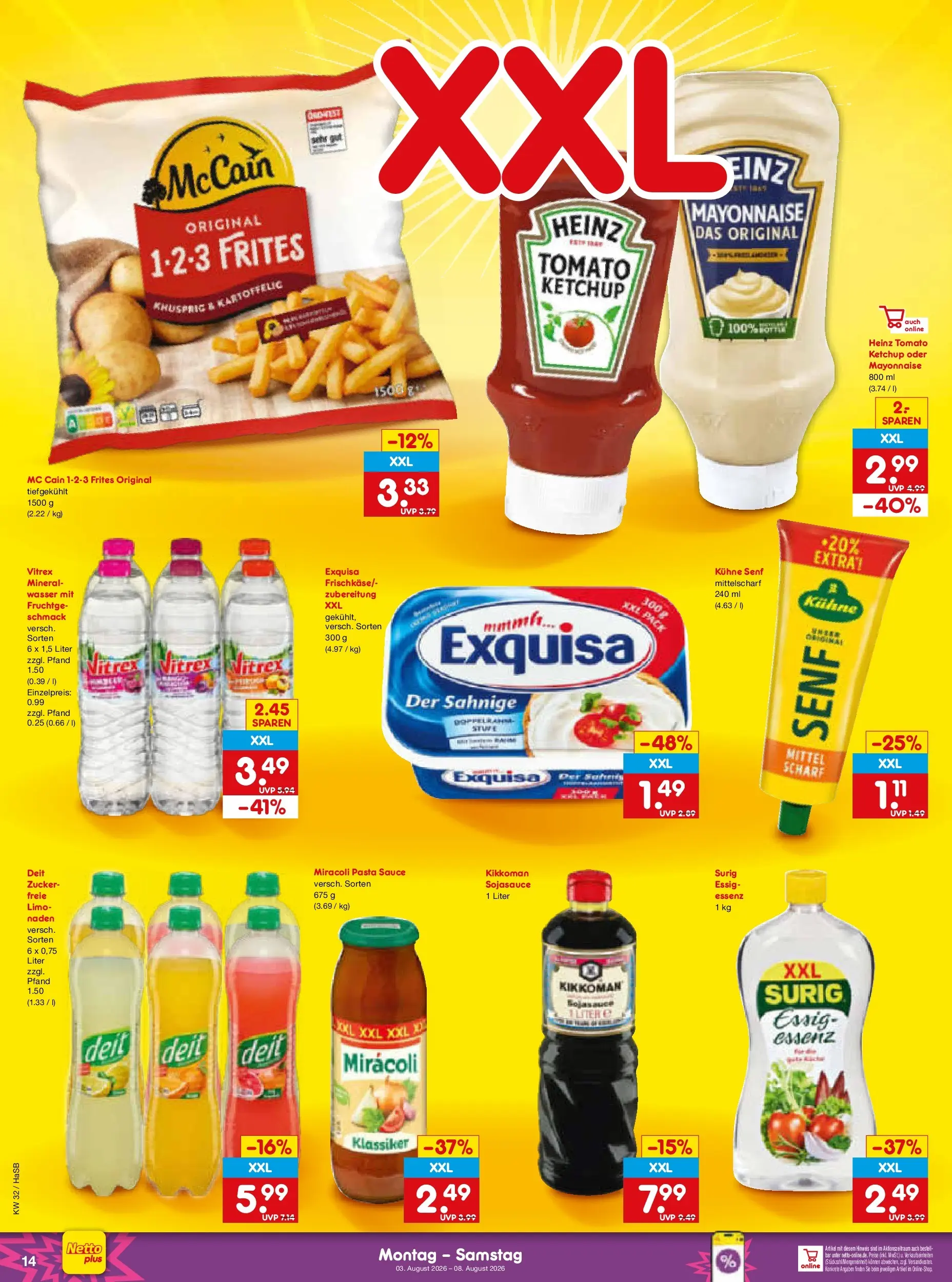 Netto Marken-Discount Prospekt Unna (ab 03.08.2026) » Angebote | Seite: 28 | Produkte: Wasser, Mayonnaise, Zucker, Ketchup