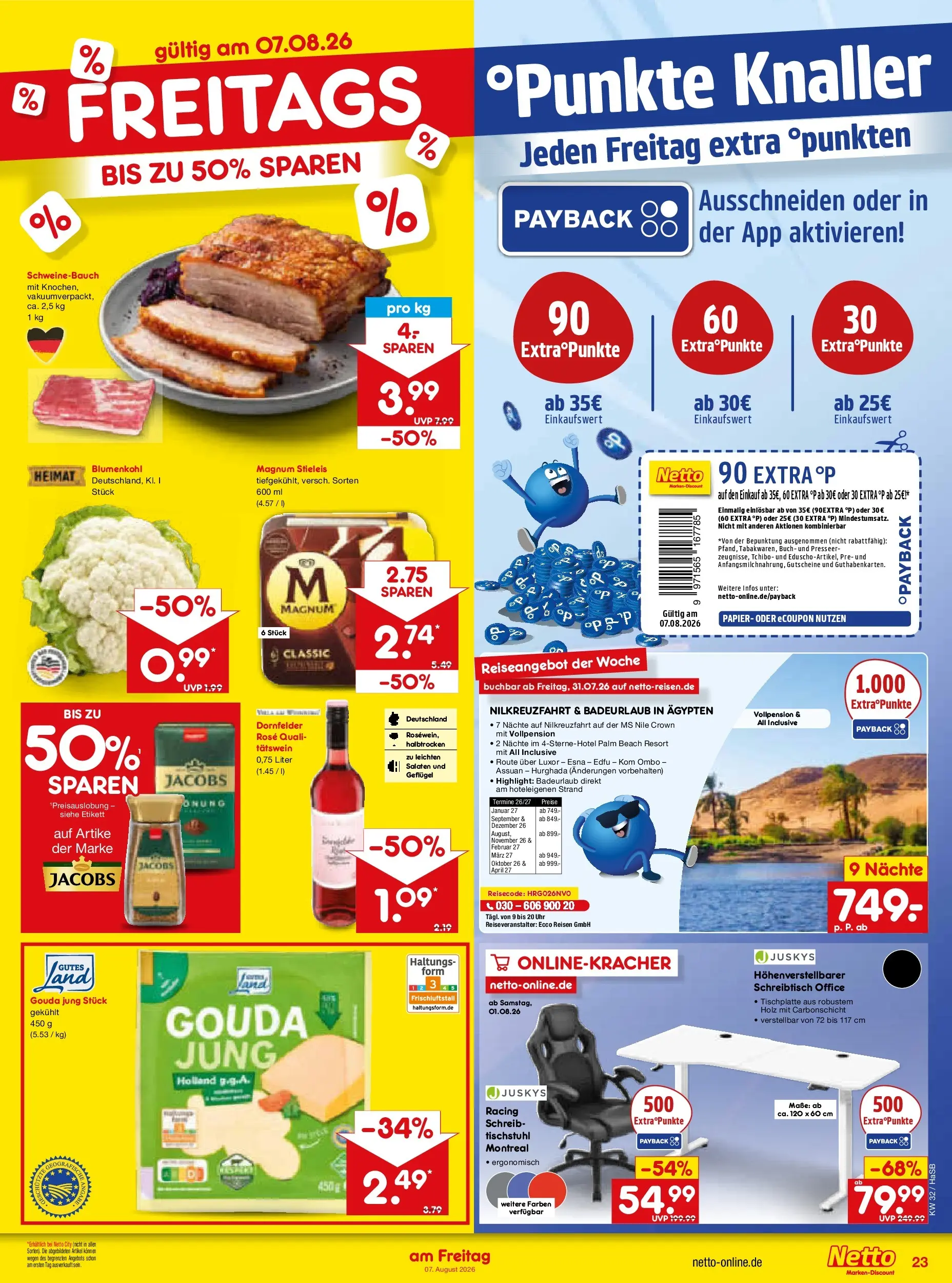 Netto Marken-Discount Prospekt Unna (ab 03.08.2026) » Angebote | Seite: 41 | Produkte: Schweinebauch, Gouda, Blumenkohl, Uhr
