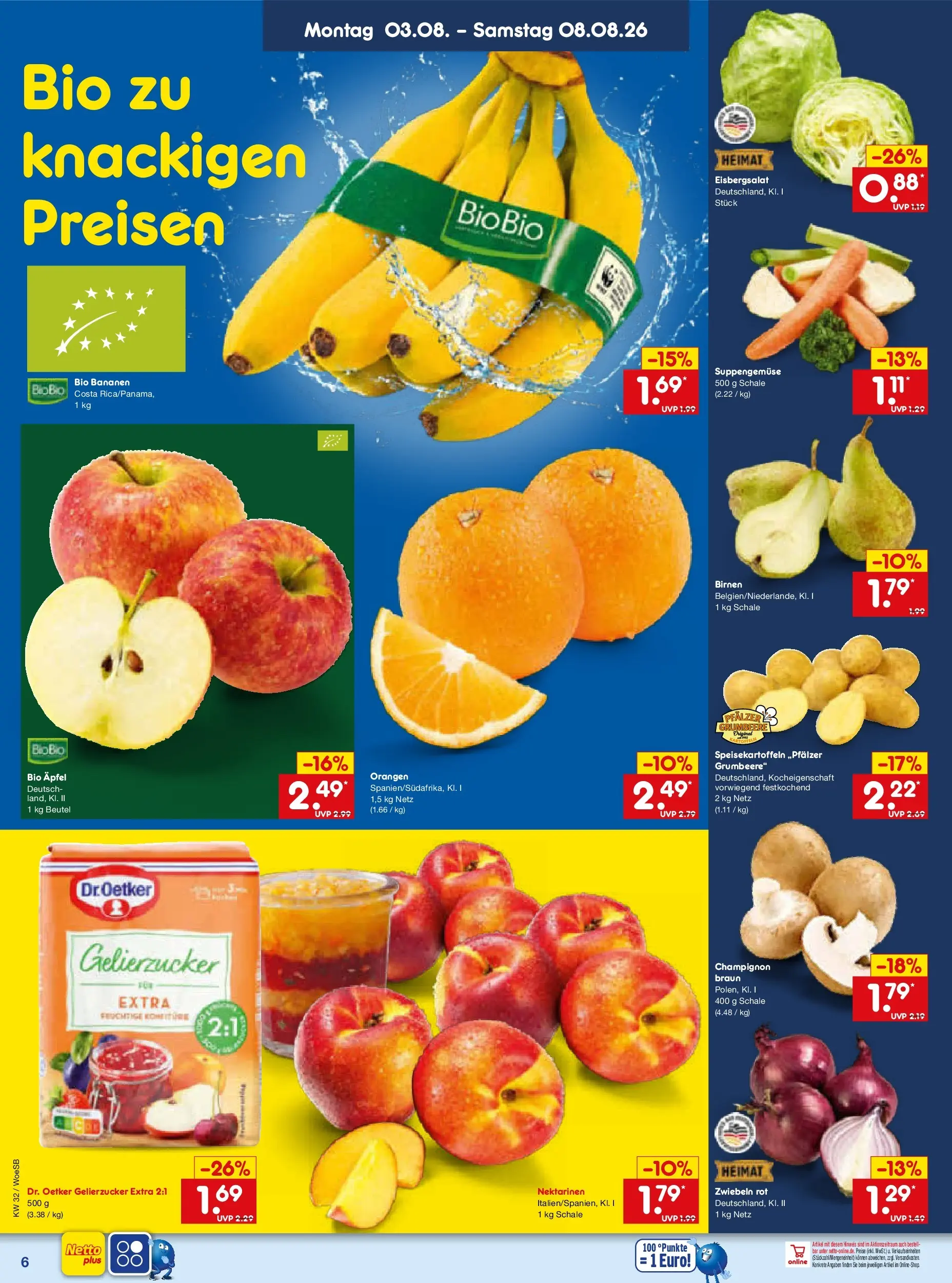Netto Marken-Discount Prospekt Leonberg (ab 03.08.2026) » Angebote | Seite: 10 | Produkte: Gelierzucker, Nektarinen, Äpfel, Orangen