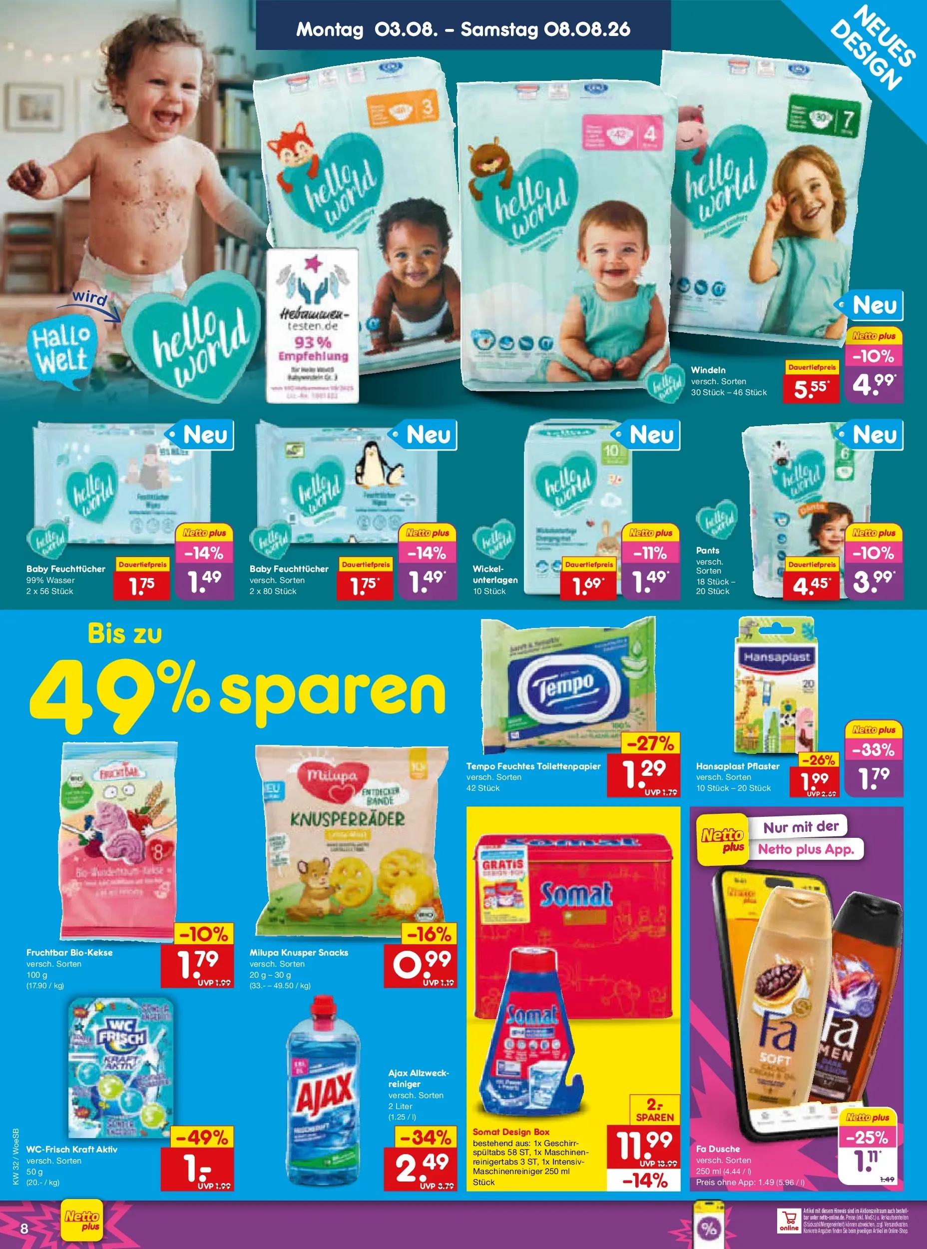 Netto Marken-Discount Prospekt Leonberg (ab 03.08.2026) » Angebote | Seite: 18 | Produkte: Box, Dusche, Tempo, Toilettenpapier