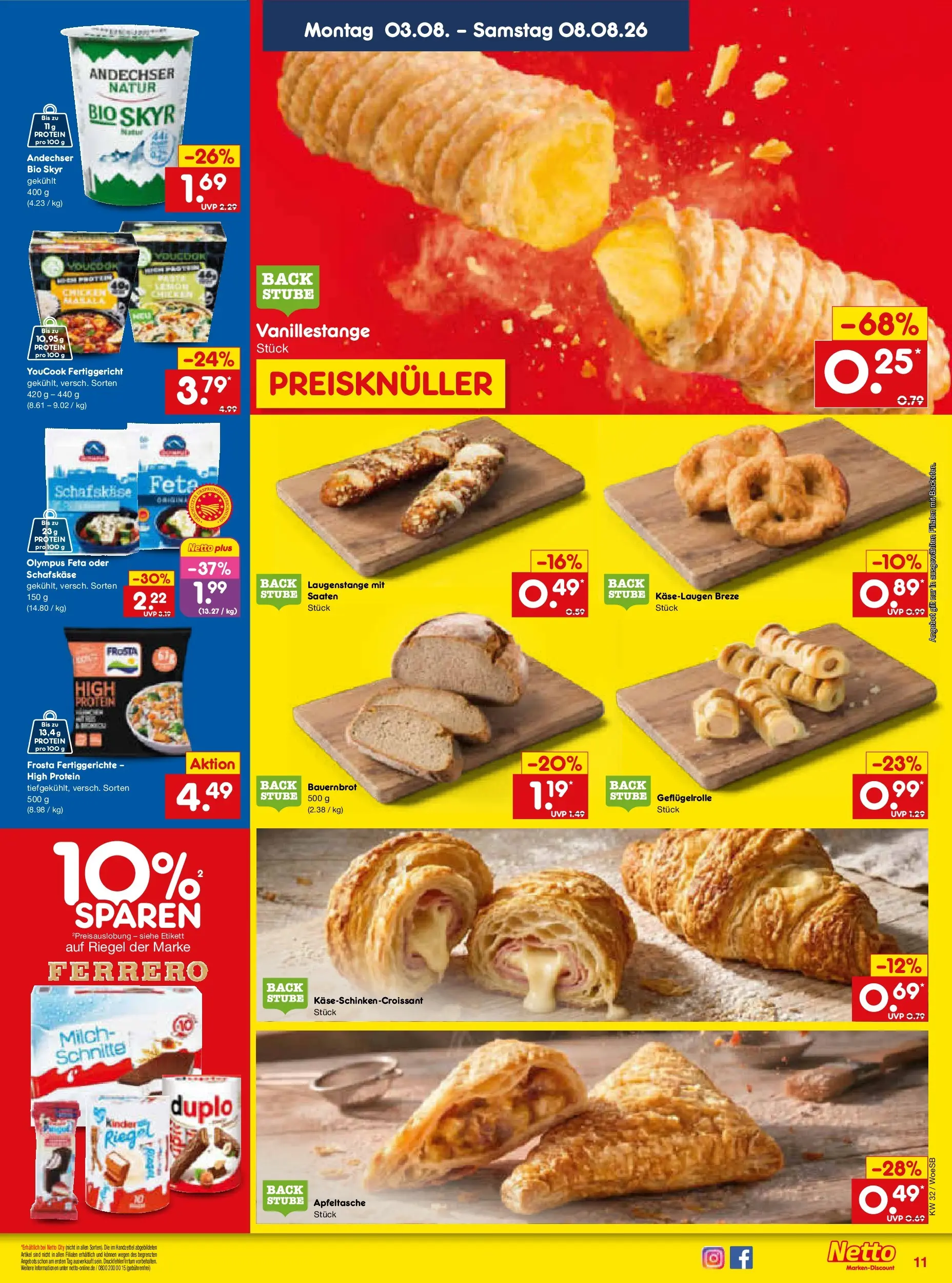 Netto Marken-Discount Prospekt Leonberg (ab 03.08.2026) » Angebote | Seite: 21 | Produkte: Feta, Milch, Skyr, Fertiggerichte