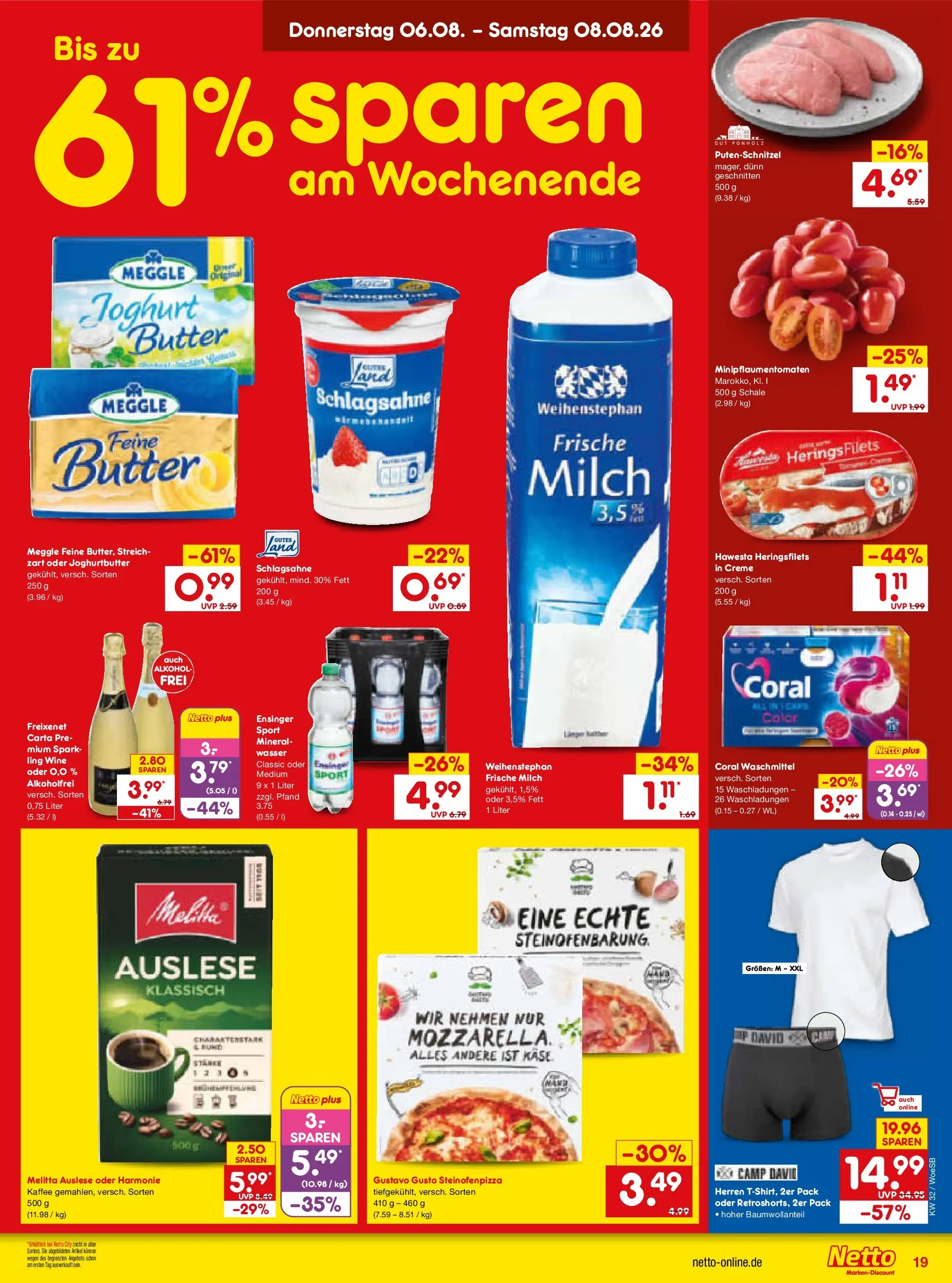 Netto Marken-Discount Prospekt Leonberg (ab 03.08.2026) » Angebote | Seite: 37 | Produkte: Gustavo gusto, Milch, Coral, Coral waschmittel