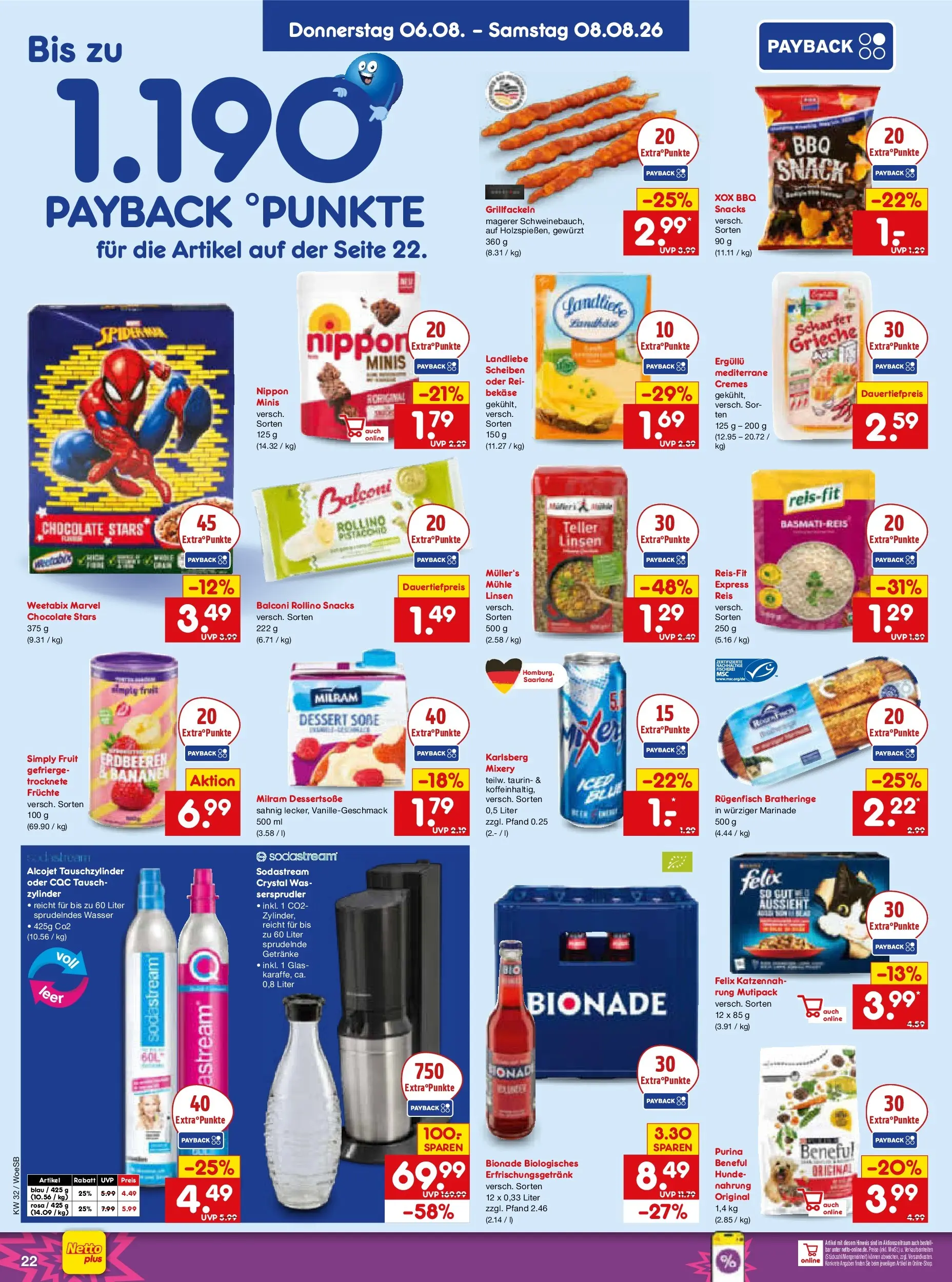 Netto Marken-Discount Prospekt Leonberg (ab 03.08.2026) » Angebote | Seite: 40 | Produkte: Bananen, Bionade, Wasser, Sodastream