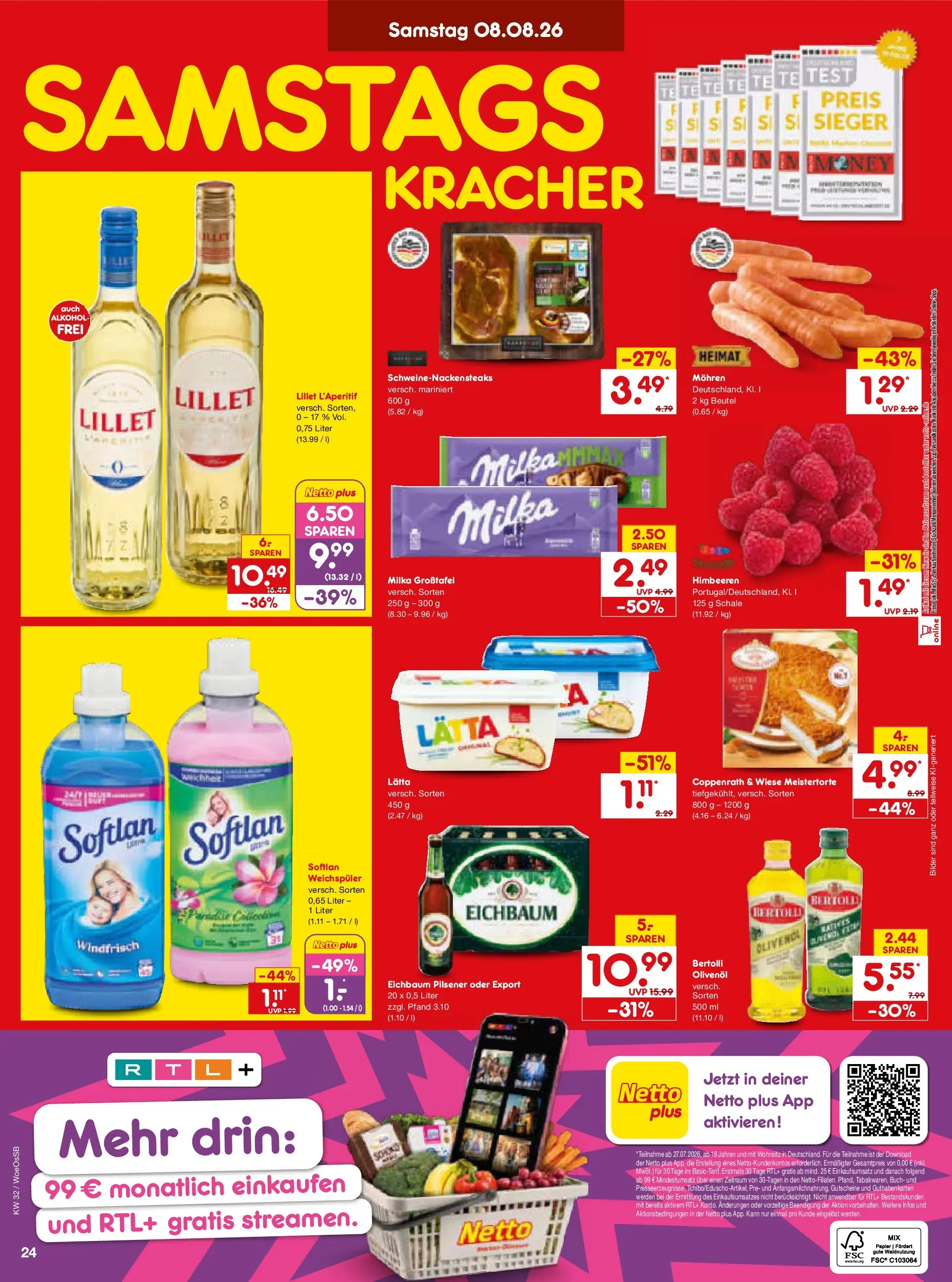 Netto Marken-Discount Prospekt Gemmingen (ab 03.08.2026) » Angebote | Seite: 42 | Produkte: Himbeeren, Olivenol, Weichspüler, Lätta