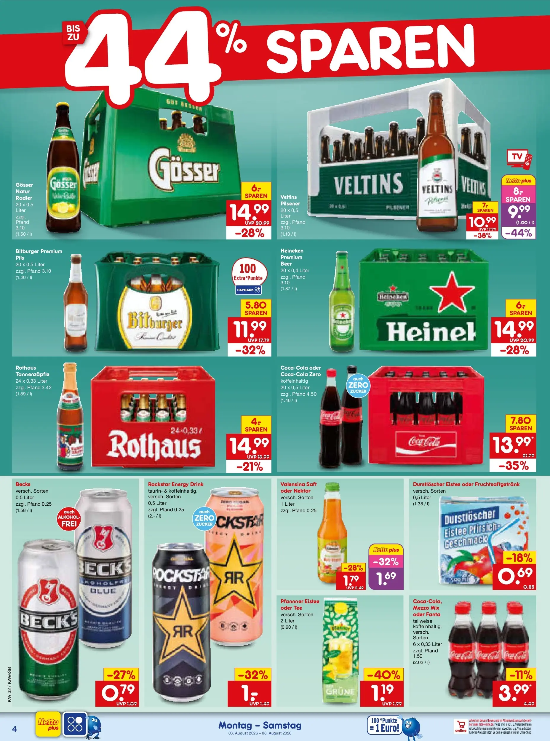 Netto Marken-Discount Prospekt Bad Friedrichshall (ab 03.08.2026) » Angebote | Seite: 8 | Produkte: Bitburger, Pils, Radler, Zucker