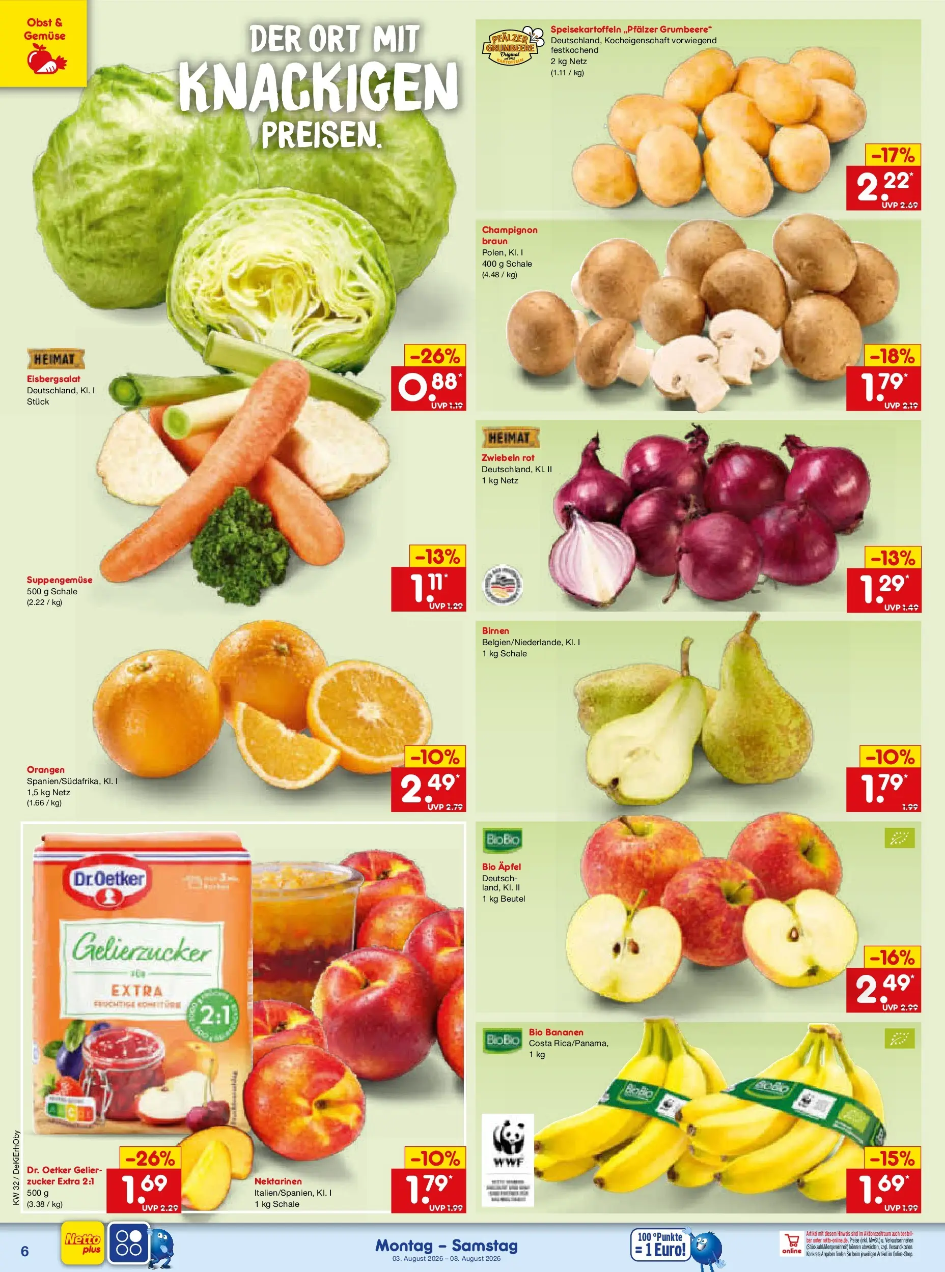 Netto Marken-Discount Prospekt München (ab 03.08.2026) » Angebote | Seite: 10 | Produkte: Äpfel, Eisbergsalat, Zwiebeln, Obst