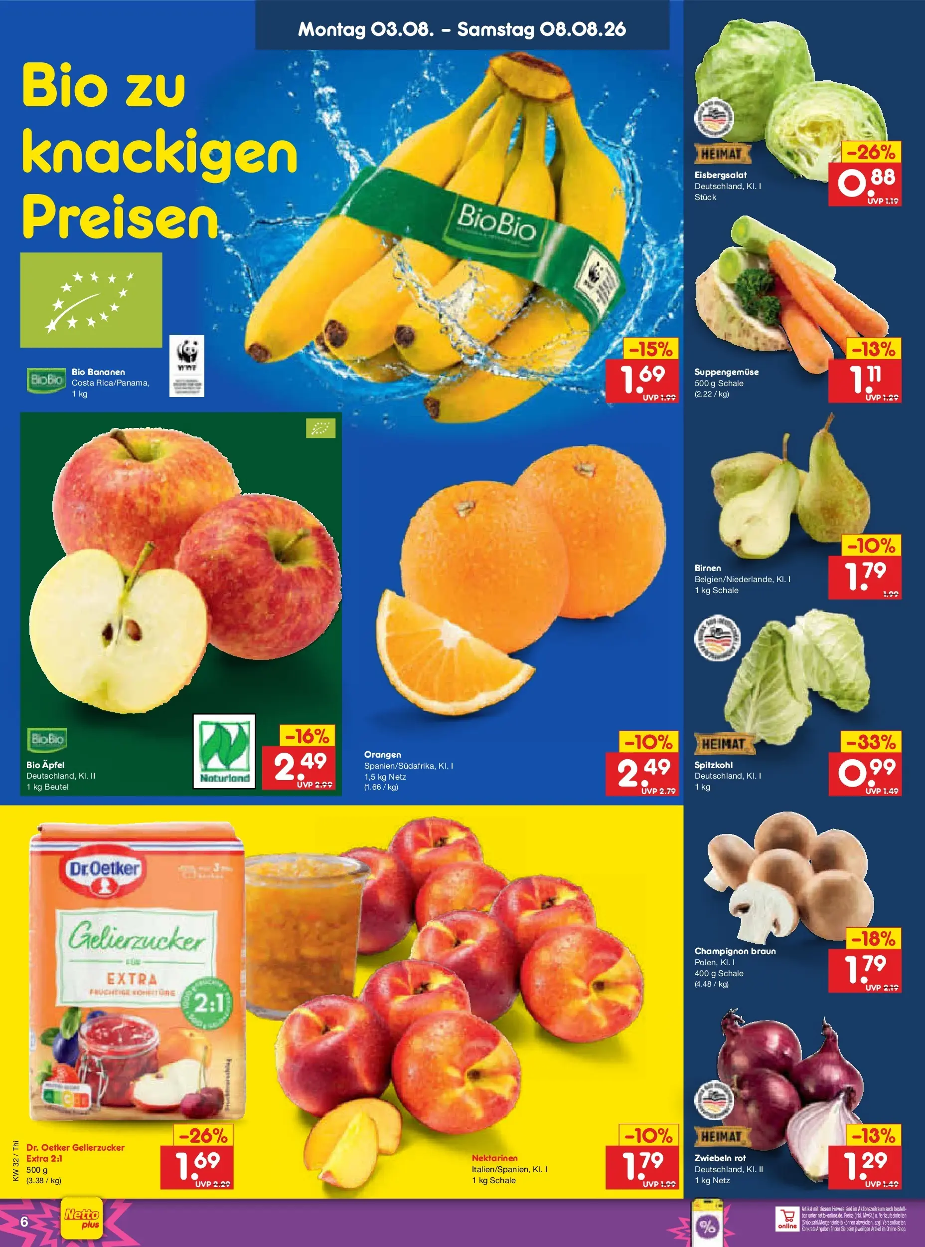 Netto Marken-Discount Prospekt Thiendorf (ab 03.08.2026) » Angebote | Seite: 10 | Produkte: Gelierzucker, Nektarinen, Äpfel, Orangen