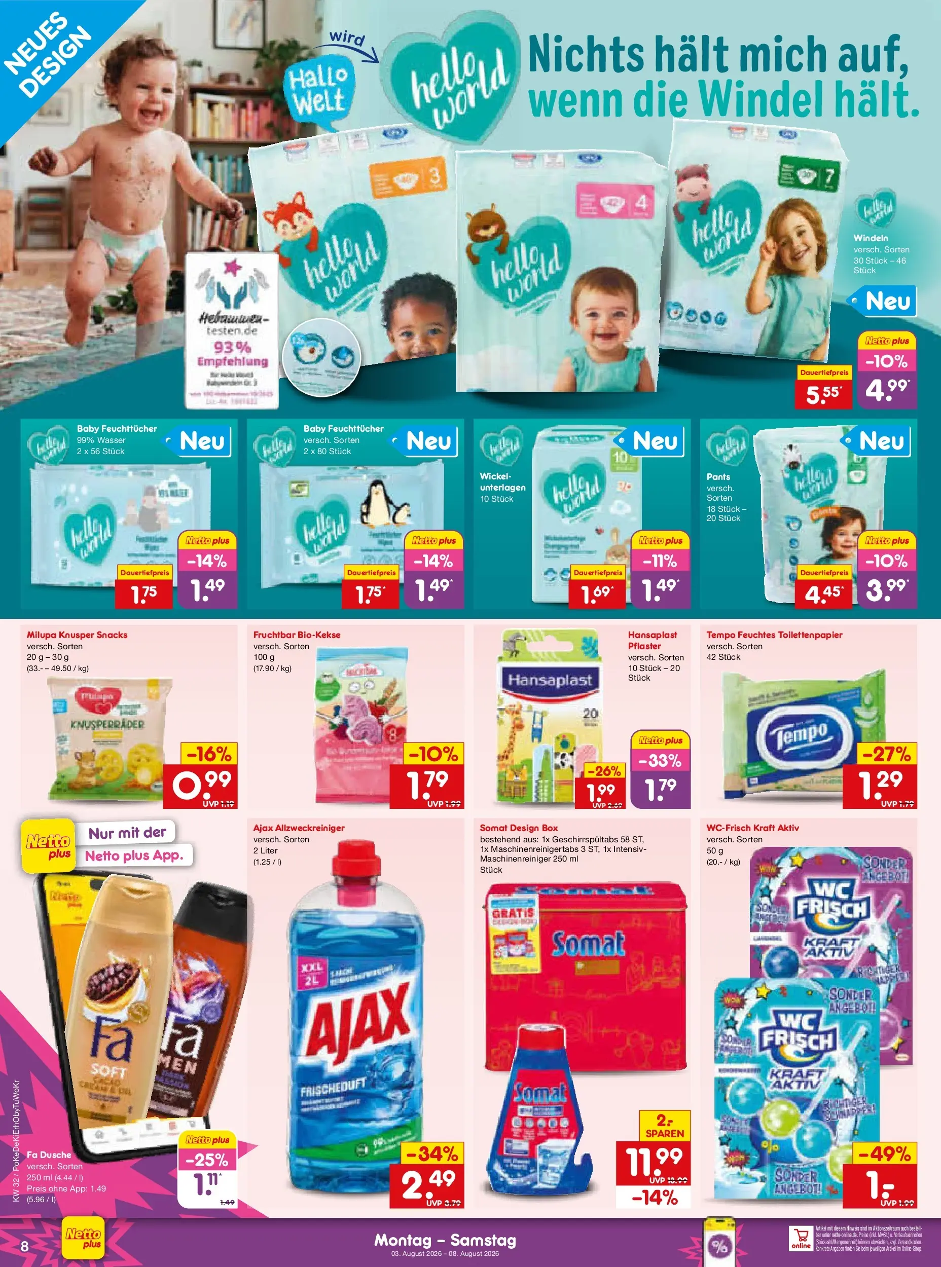 Netto Marken-Discount Prospekt München (ab 03.08.2026) » Angebote | Seite: 18 | Produkte: Box, Tempo, Toilettenpapier, Feuchtes Toilettenpapier