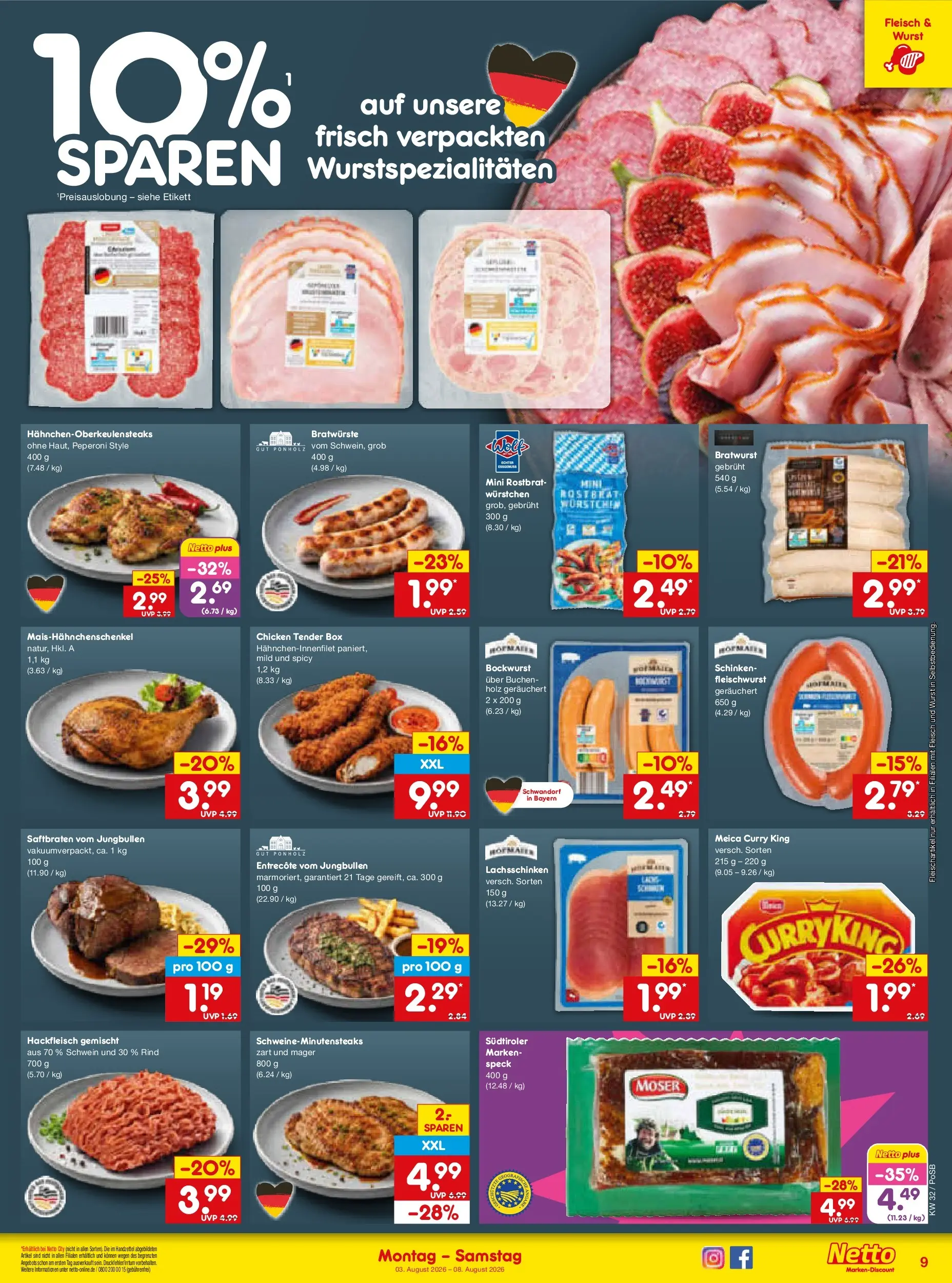 Netto Marken-Discount Prospekt Amberg (ab 03.08.2026) » Angebote | Seite: 19 | Produkte: Box, Wurst, Fleisch, Hackfleisch