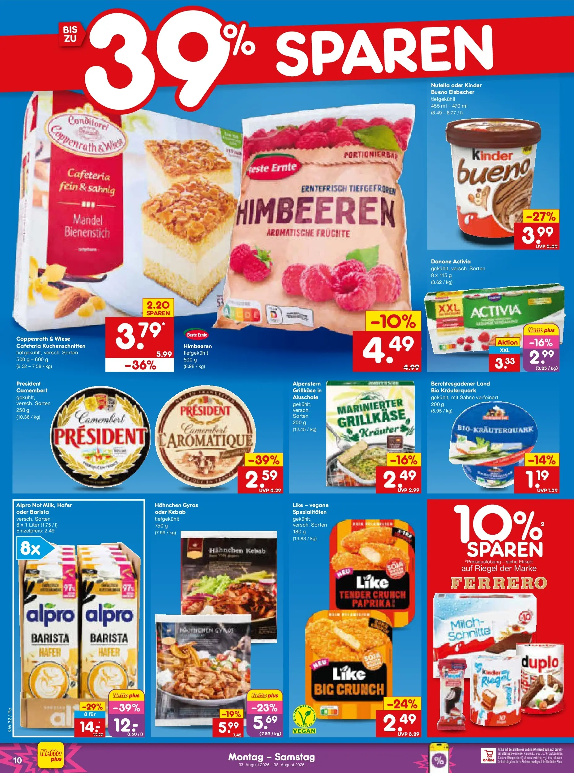 Netto Marken-Discount Prospekt Selb (ab 03.08.2026) » Angebote | Seite: 20 | Produkte: Activia, Hahnchen, Milch, Alpro