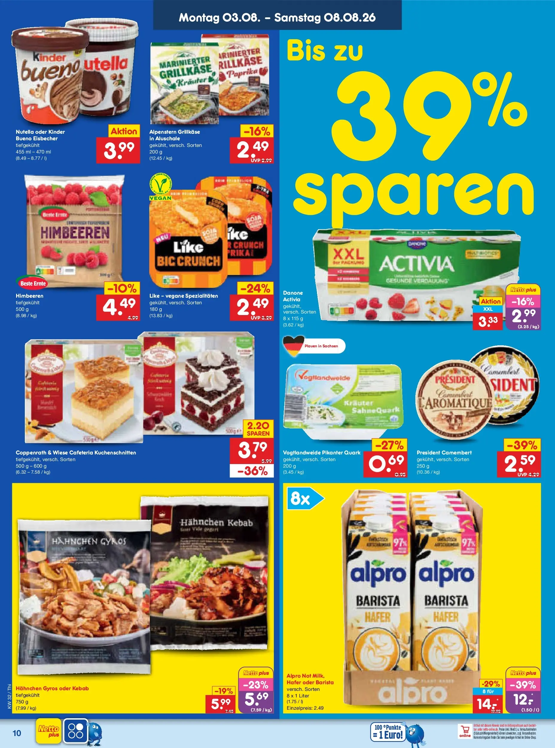 Netto Marken-Discount Prospekt Thiendorf (ab 03.08.2026) » Angebote | Seite: 20 | Produkte: Himbeeren, Hahnchen, Paprika, Sahne