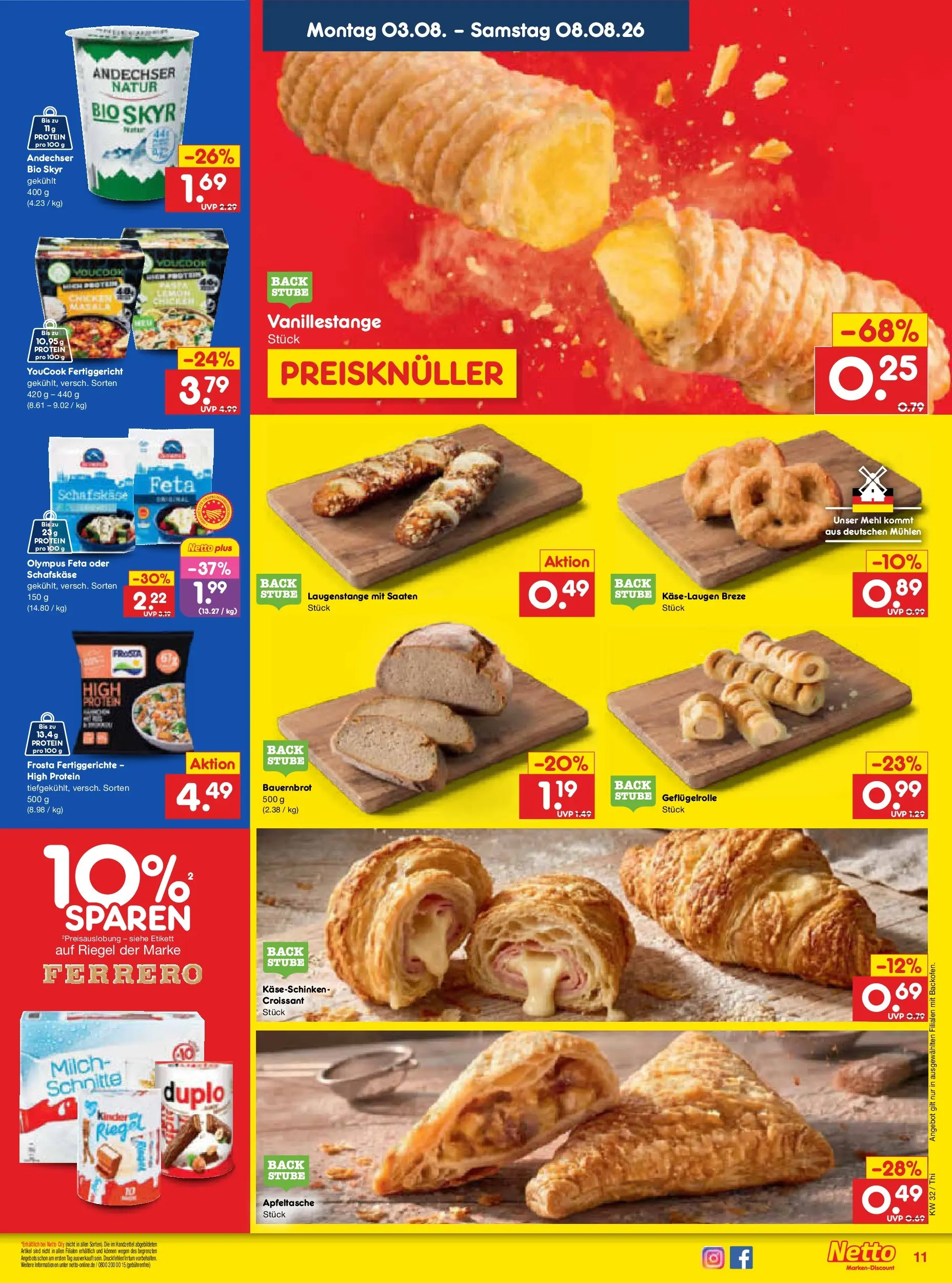 Netto Marken-Discount Prospekt Thiendorf (ab 03.08.2026) » Angebote | Seite: 21 | Produkte: Youcook, Feta, Frosta, Schafskase