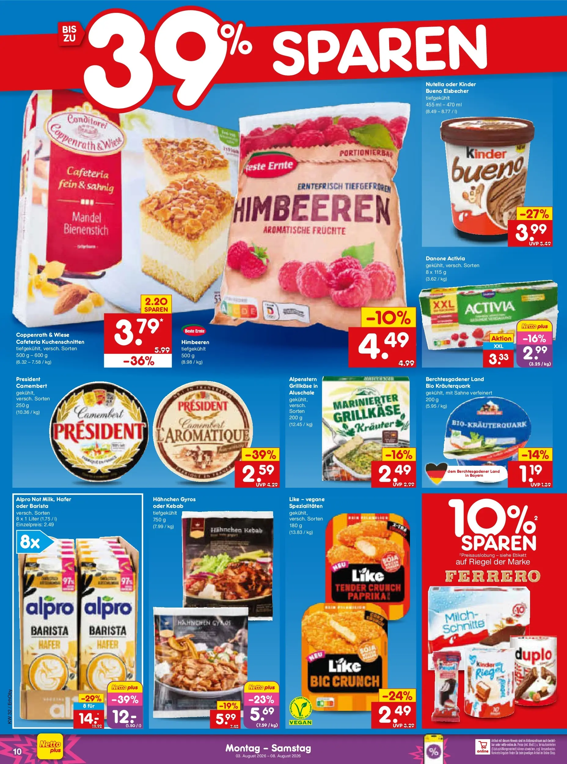 Netto Marken-Discount Prospekt München (ab 03.08.2026) » Angebote | Seite: 20 | Produkte: Danone activia, Kinder bueno, Nutella, Alpro