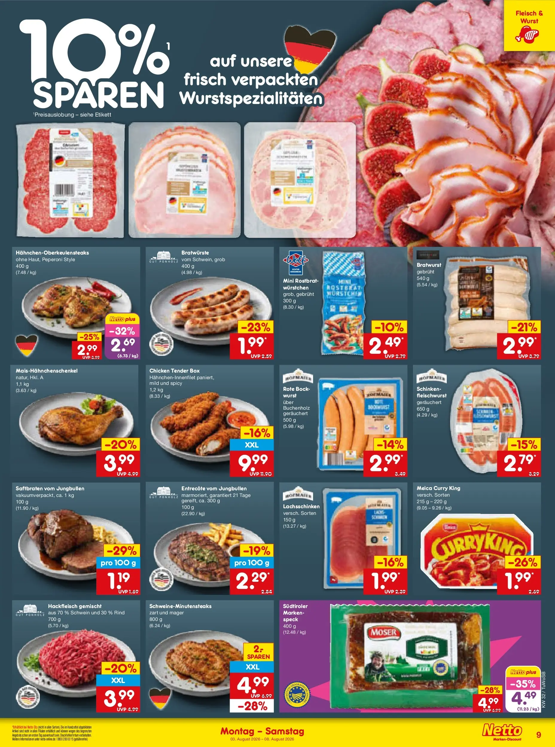 Netto Marken-Discount Prospekt Ludwigshafen-Edigheim (ab 03.08.2026) » Angebote | Seite: 19 | Produkte: Meica, Wurst, Schinken, Hackfleisch