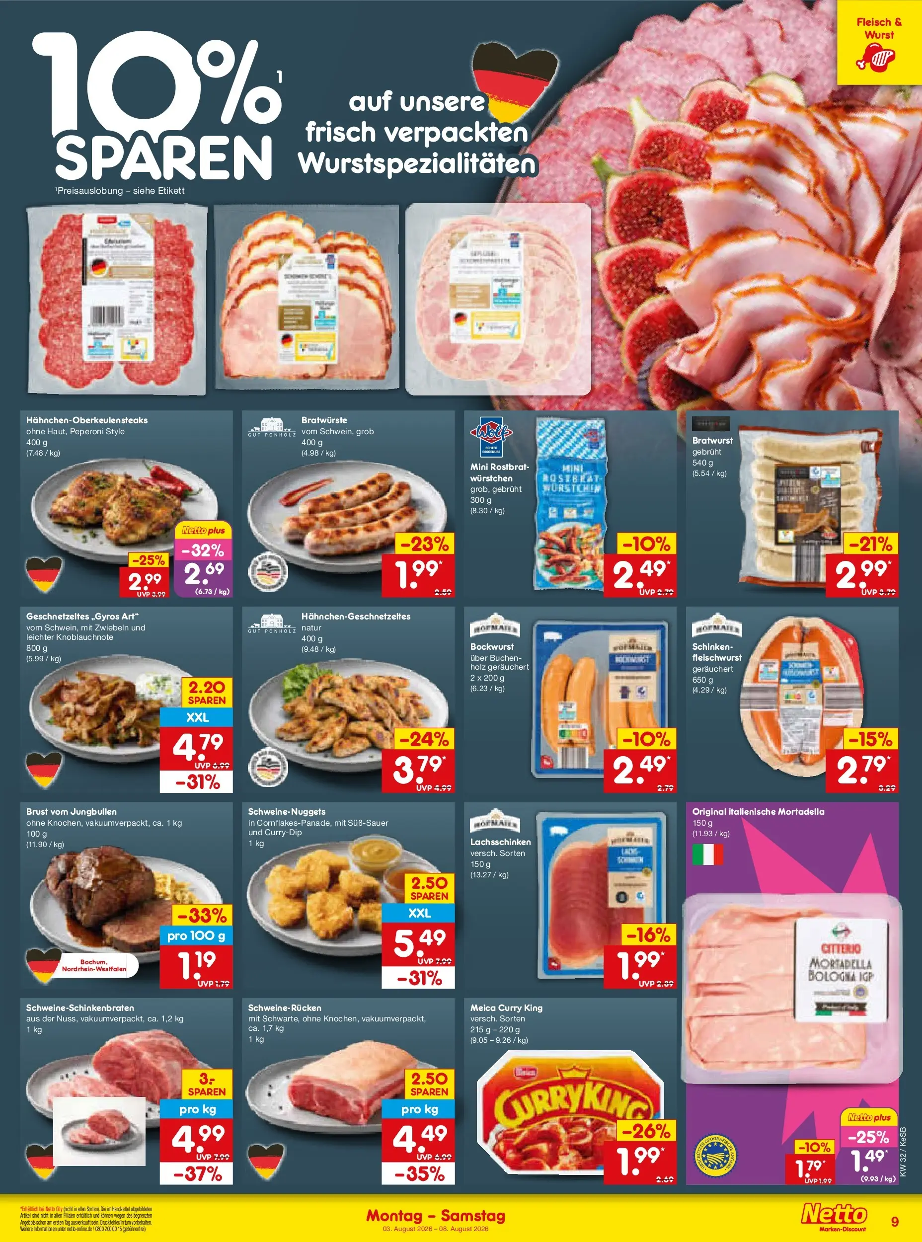 Netto Marken-Discount Prospekt Koblenz (ab 03.08.2026) » Angebote | Seite: 19 | Produkte: Zwiebeln, Wurst, Schweinerucken, Fleisch