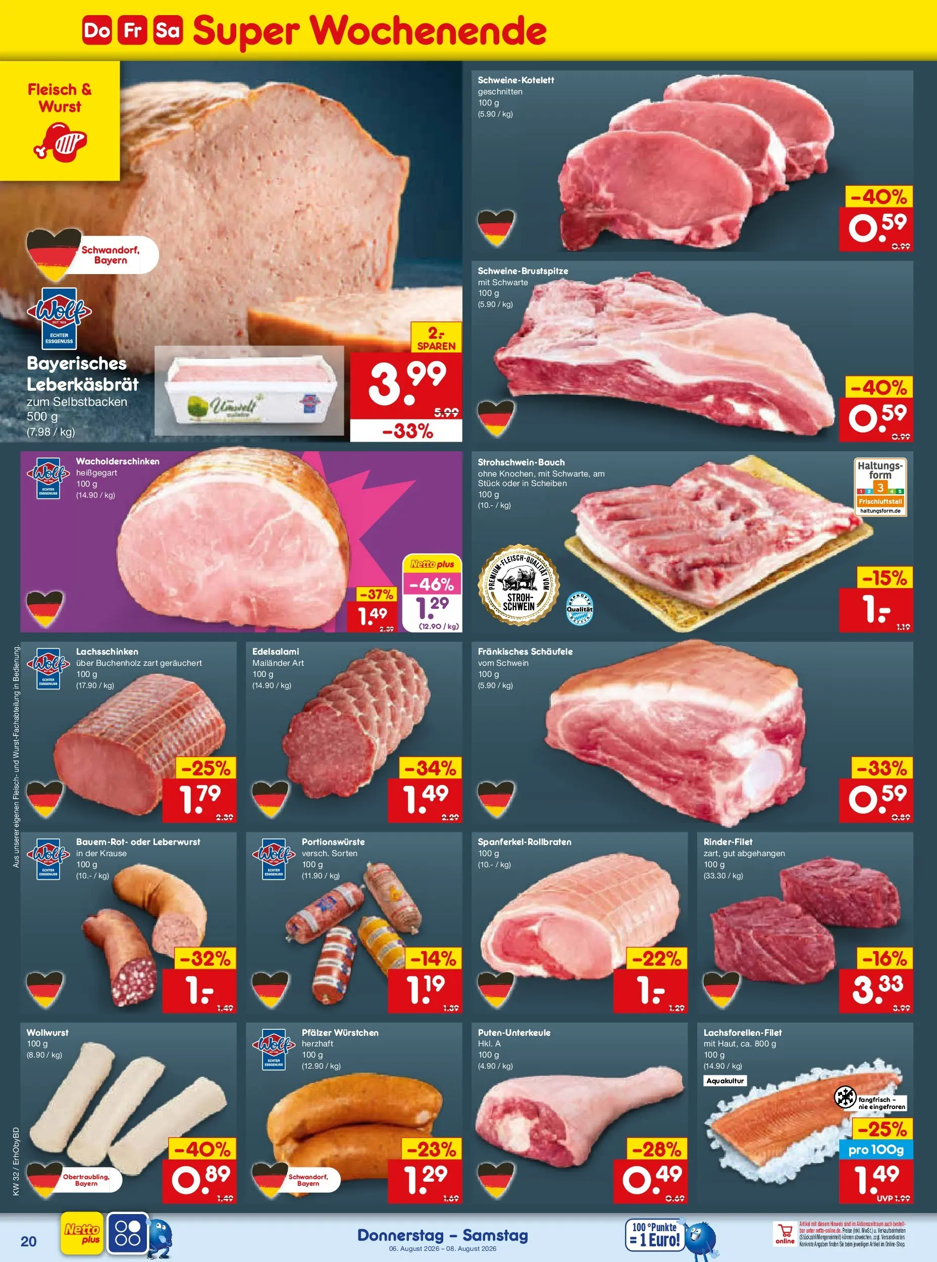 Netto Marken-Discount Prospekt Ergolding (ab 03.08.2026) » Angebote | Seite: 38 | Produkte: Rinderfilet, Wurst, Fleisch