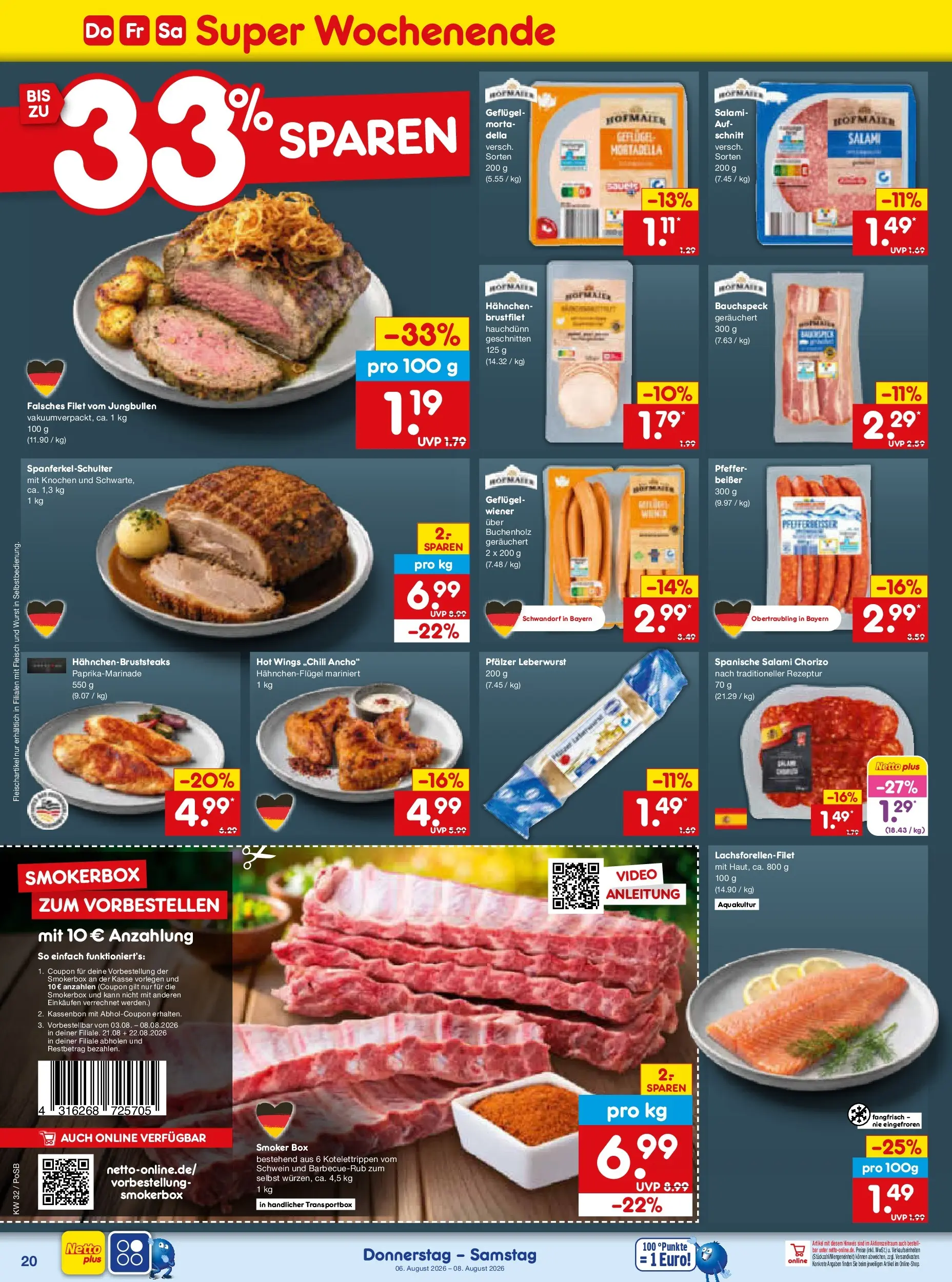 Netto Marken-Discount Prospekt Amberg (ab 03.08.2026) » Angebote | Seite: 38 | Produkte: Box, Wurst, Salami, Video