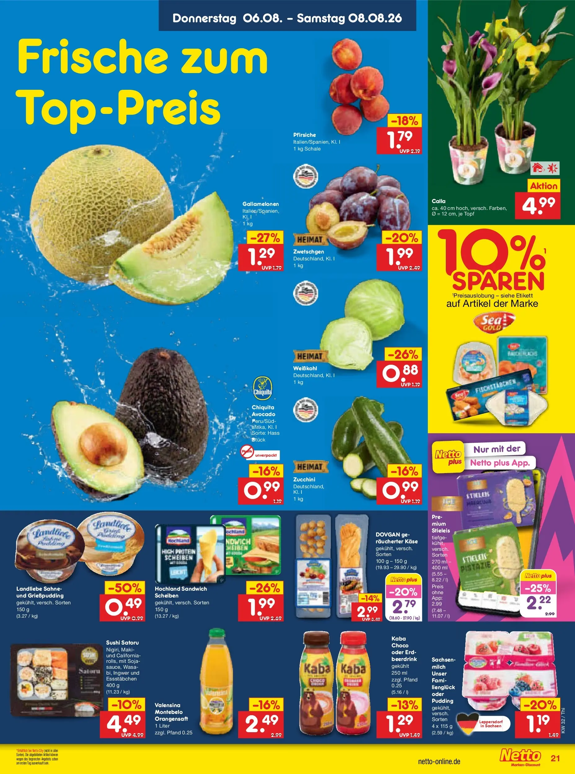 Netto Marken-Discount Prospekt Thiendorf (ab 03.08.2026) » Angebote | Seite: 39 | Produkte: Käse, Zwetschgen, Pudding, Zucchini