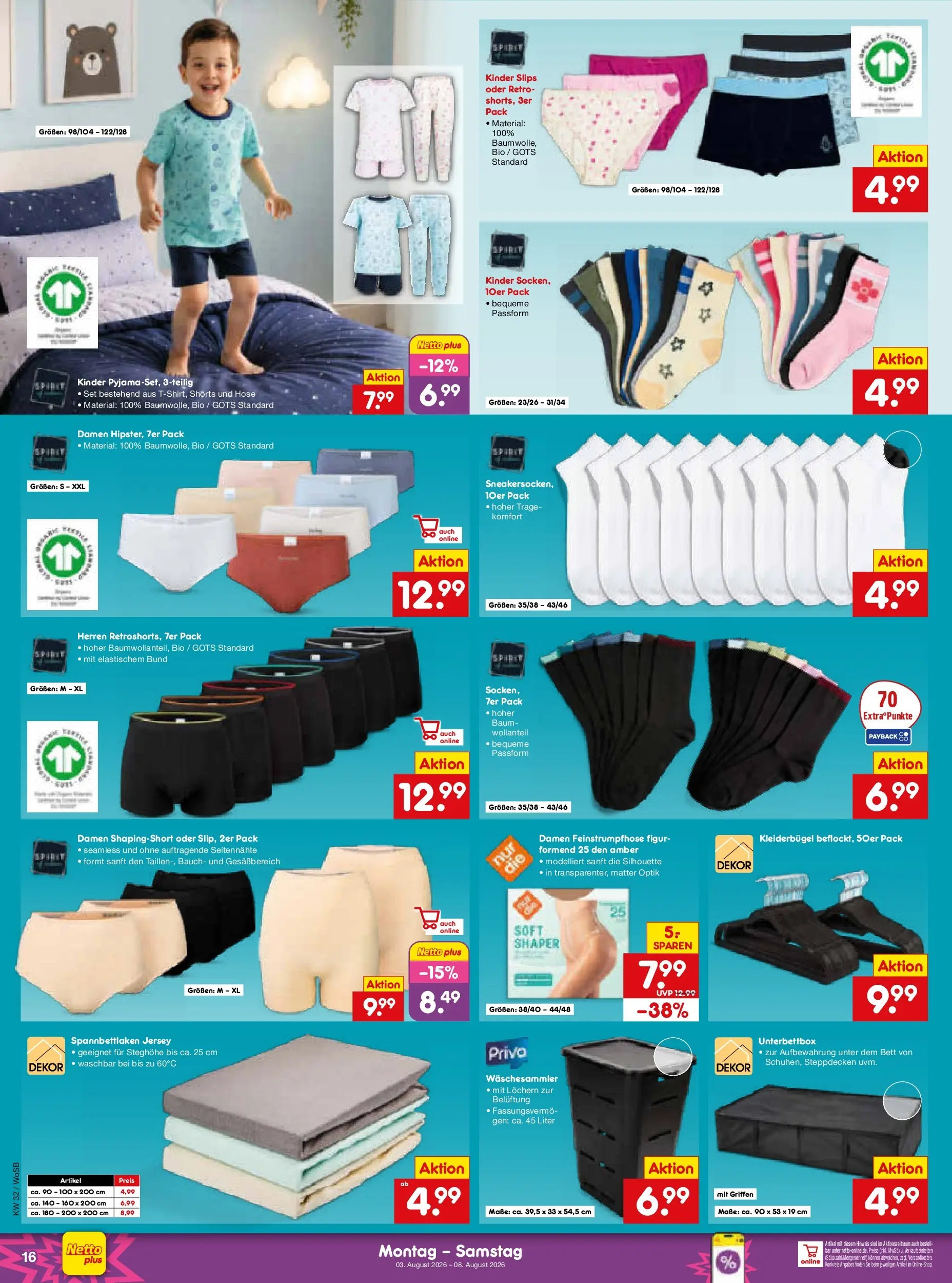 Netto Marken-Discount Prospekt Ludwigshafen-Edigheim (ab 03.08.2026) » Angebote | Seite: 32 | Produkte: Bett, Kleiderbügel, Hose