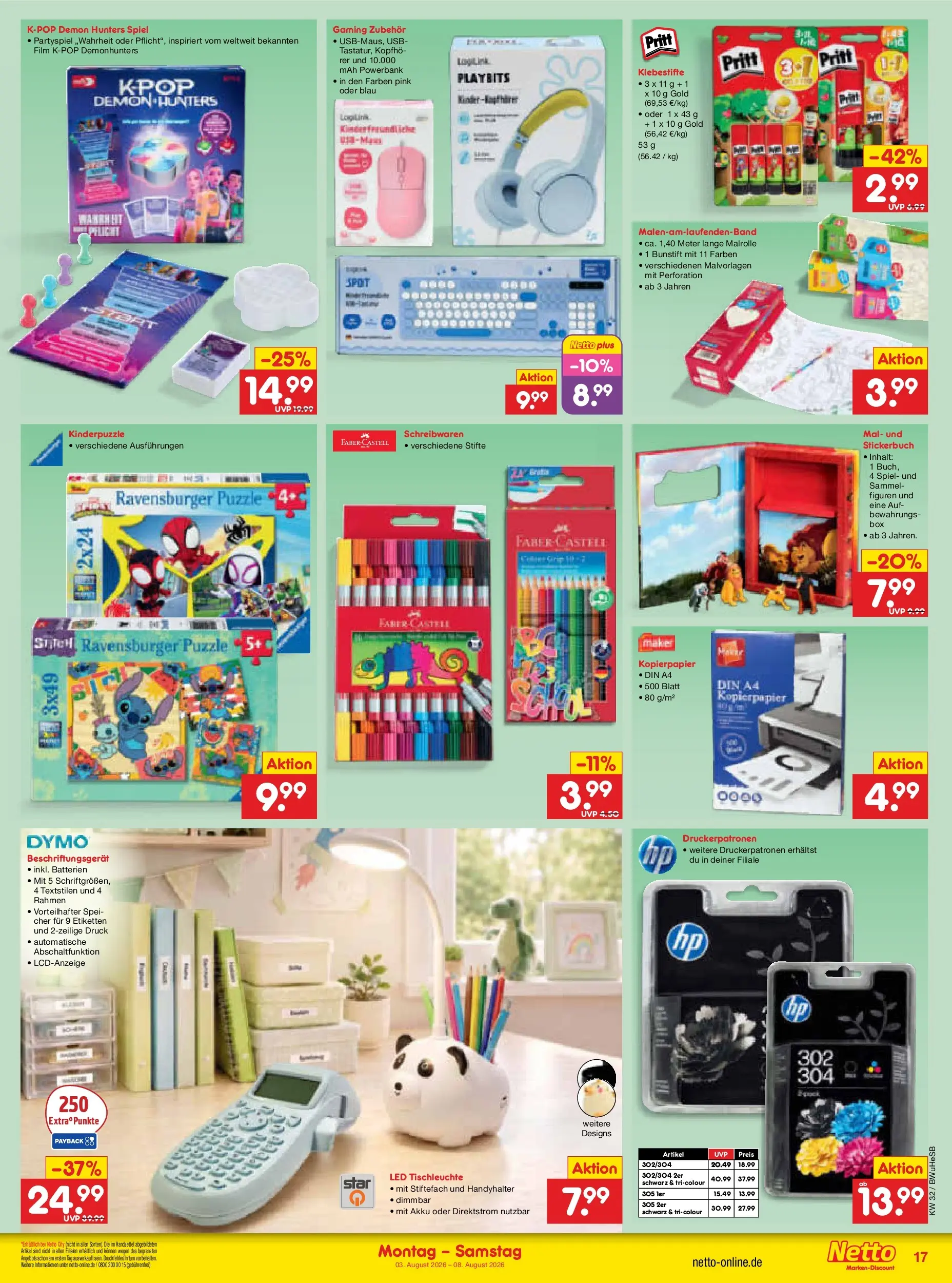 Netto Marken-Discount Prospekt Bielefeld (ab 03.08.2026) » Angebote | Seite: 33 | Produkte: USB, Batterien, Powerbank, Kopfhörer