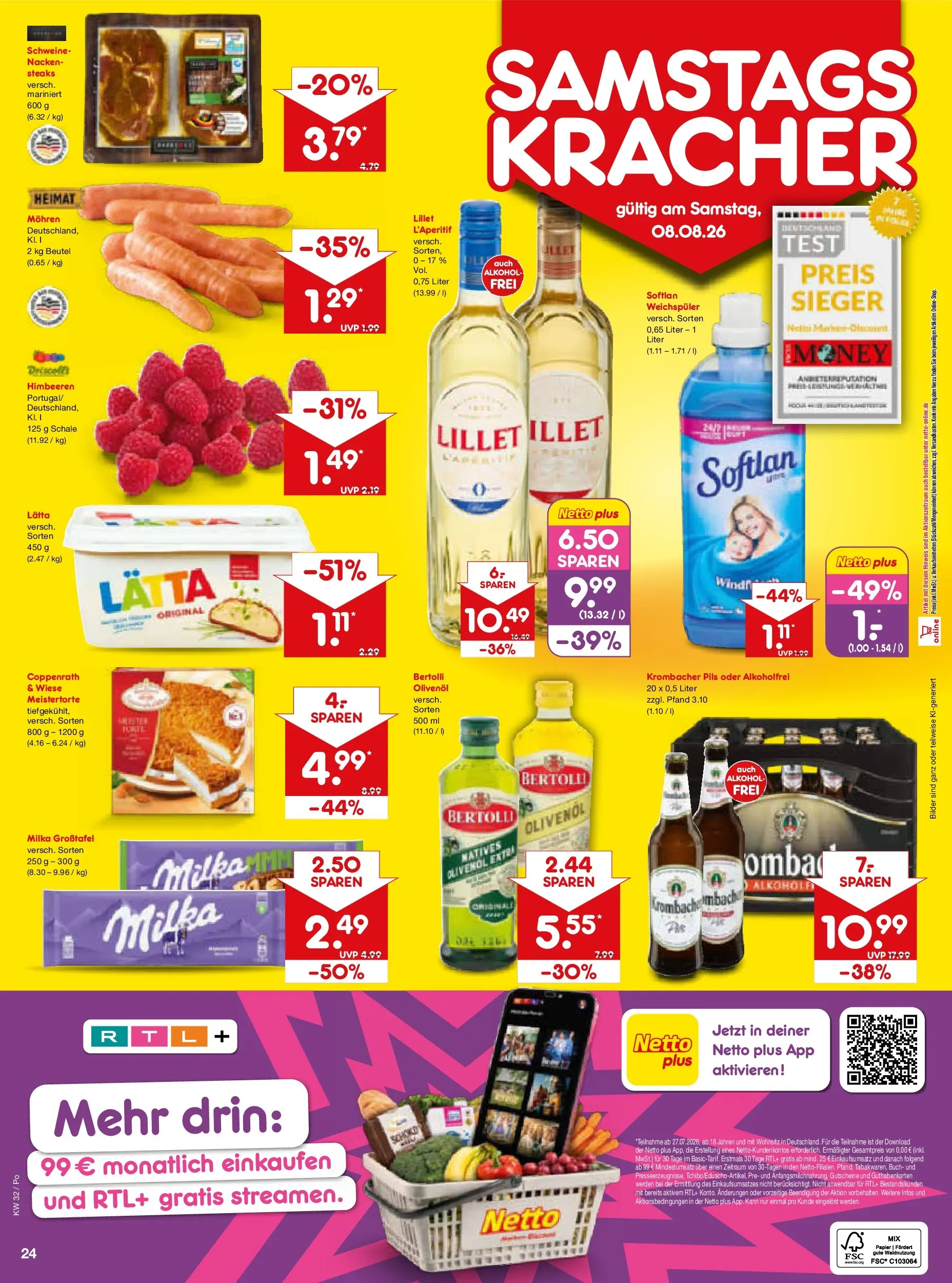 Netto Marken-Discount Prospekt Selb (ab 03.08.2026) » Angebote | Seite: 42 | Produkte: Olivenol, Mohren, Bilder, Krombacher