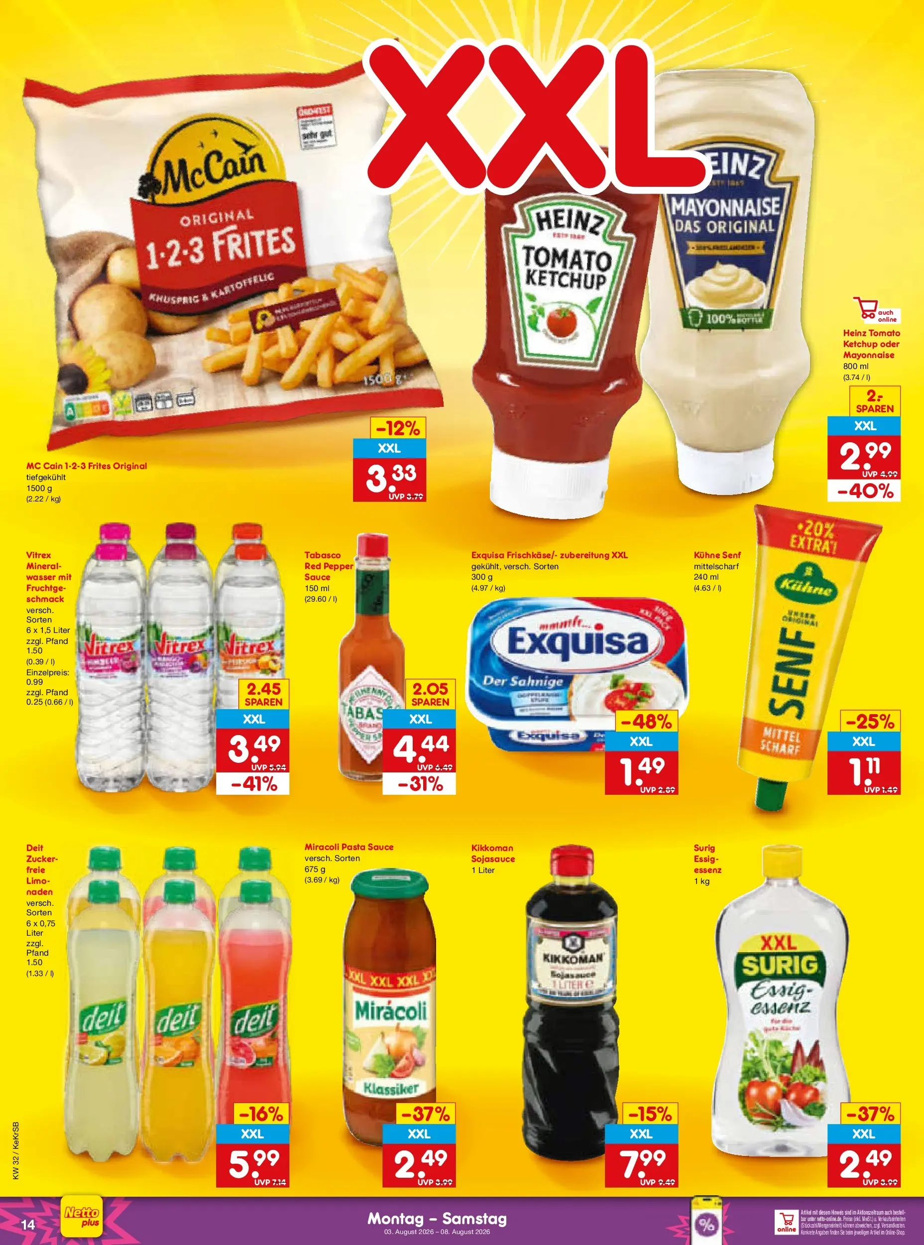 Netto Marken-Discount Prospekt Koblenz (ab 03.08.2026) » Angebote | Seite: 28 | Produkte: McCain, Wasser, Pasta, Ketchup
