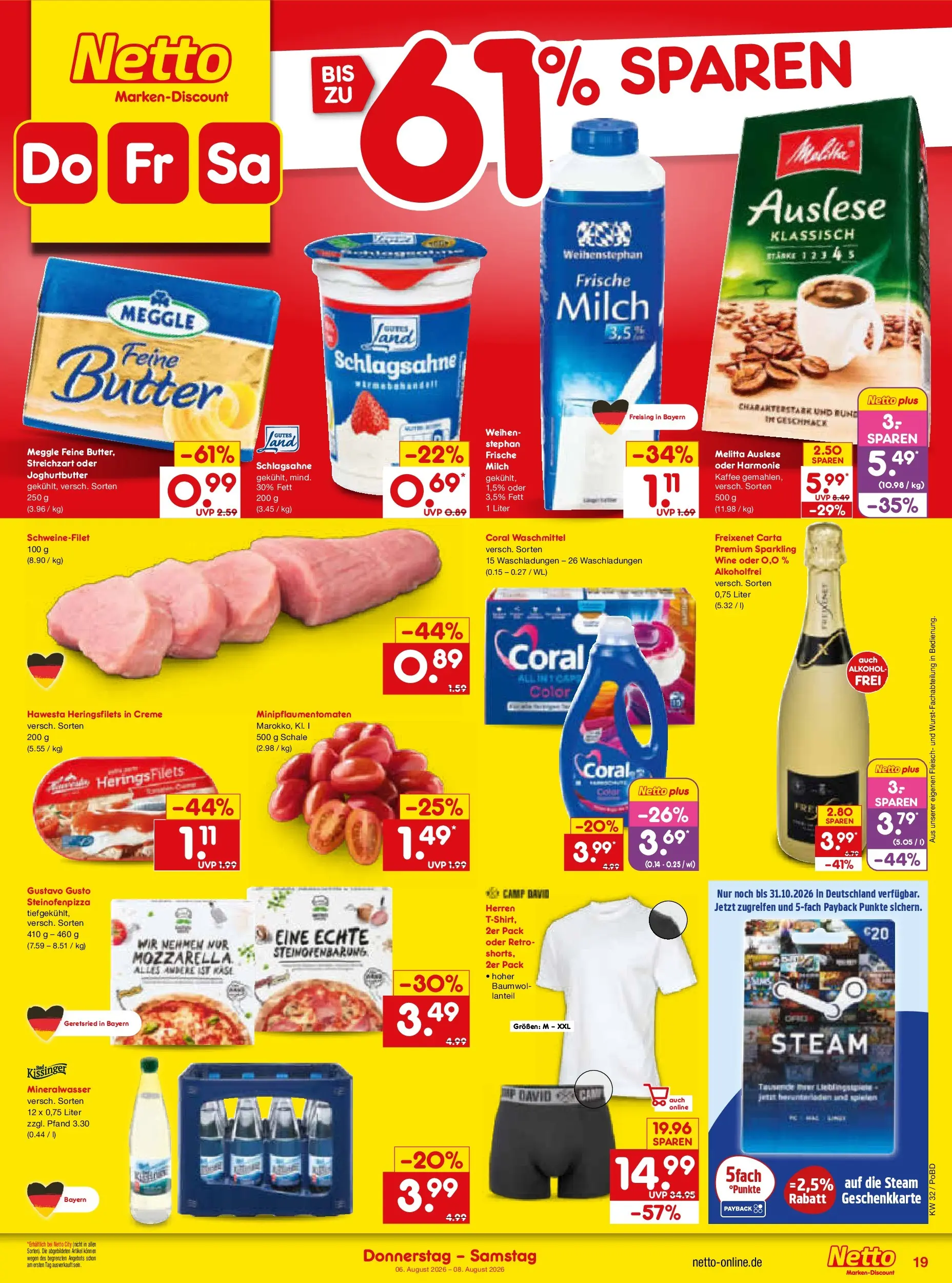 Netto Marken-Discount Prospekt Selb (ab 03.08.2026) » Angebote | Seite: 37 | Produkte: Kaffee, Mineralwasser, Waschmittel, Fleisch