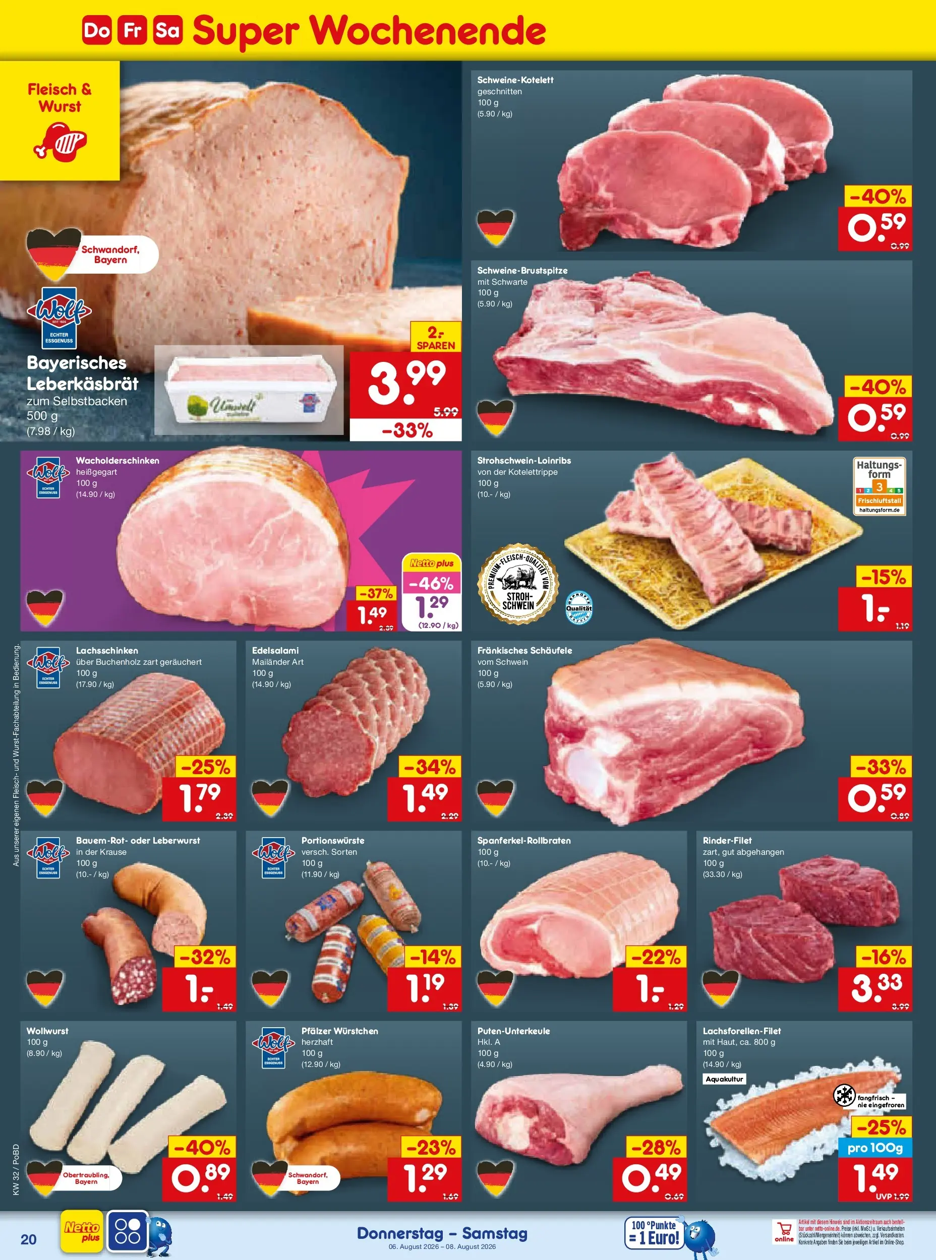 Netto Marken-Discount Prospekt Selb (ab 03.08.2026) » Angebote | Seite: 38 | Produkte: Rinderfilet, Wurst, Fleisch