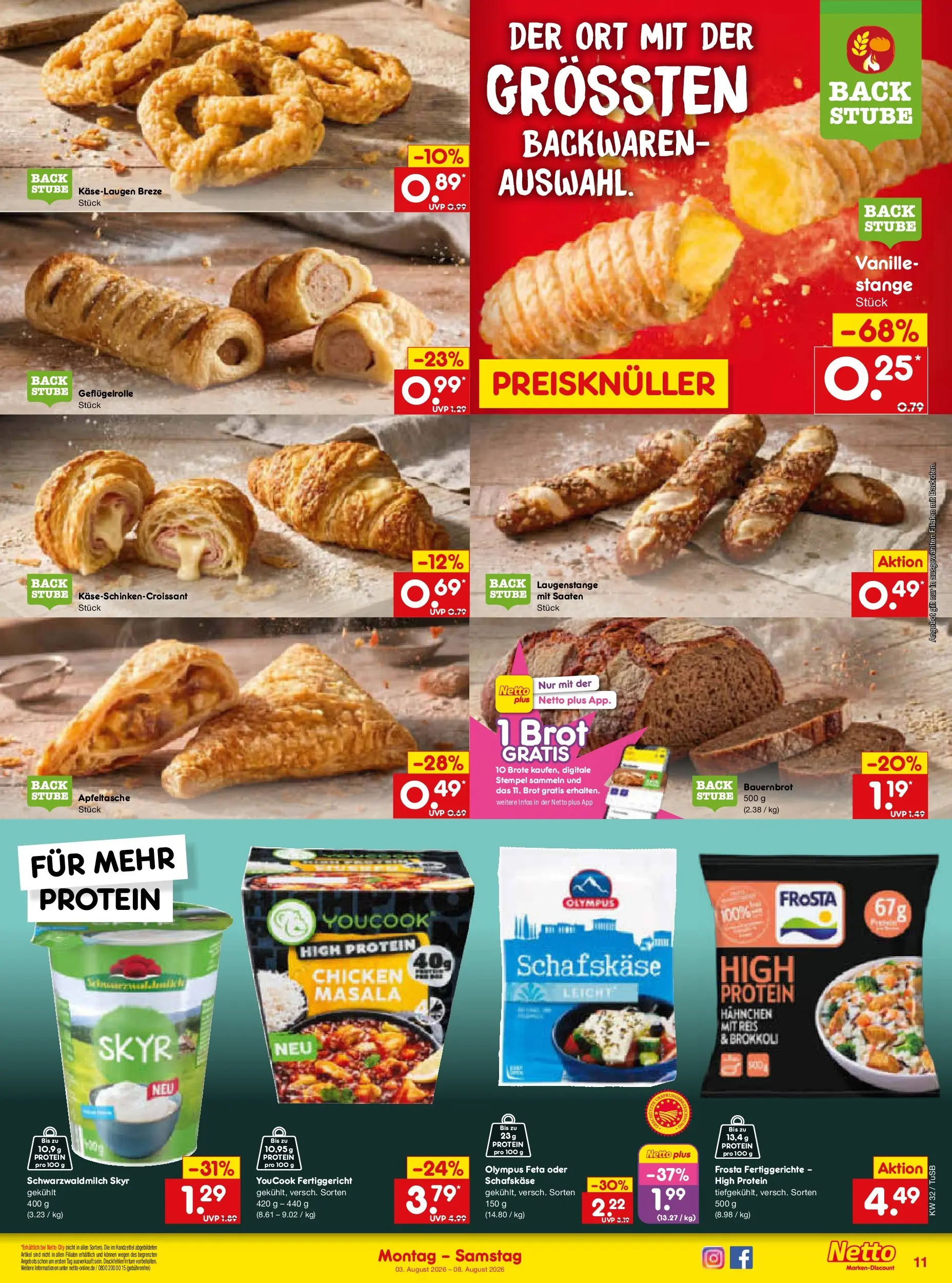 Netto Marken-Discount Prospekt Sindelfingen (ab 03.08.2026) » Angebote | Seite: 21 | Produkte: Skyr, Brokkoli, Fertiggerichte, Schafskase