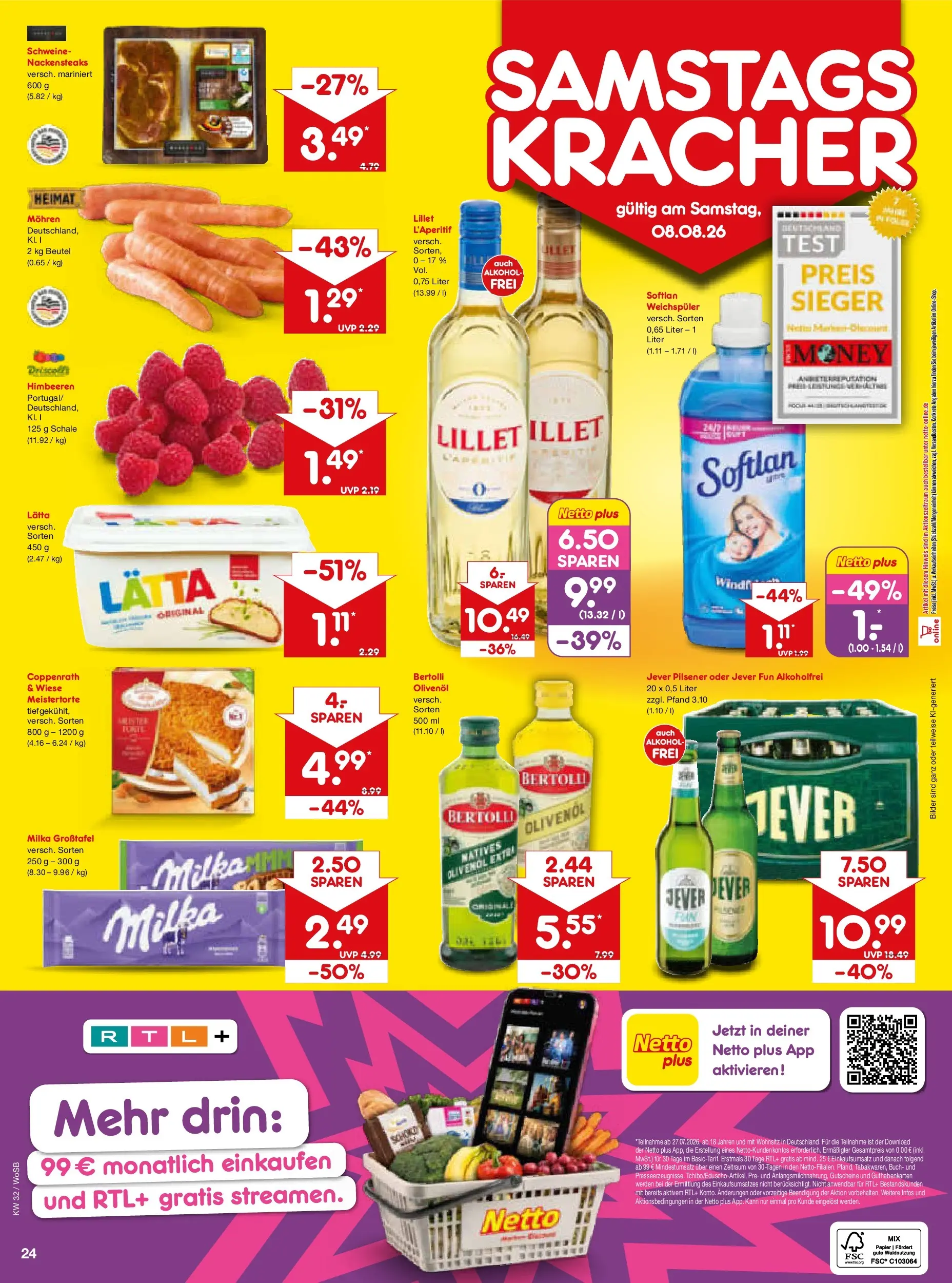 Netto Marken-Discount Prospekt Ludwigshafen-Edigheim (ab 03.08.2026) » Angebote | Seite: 42 | Produkte: Himbeeren, Weichspüler, Jever, Lätta