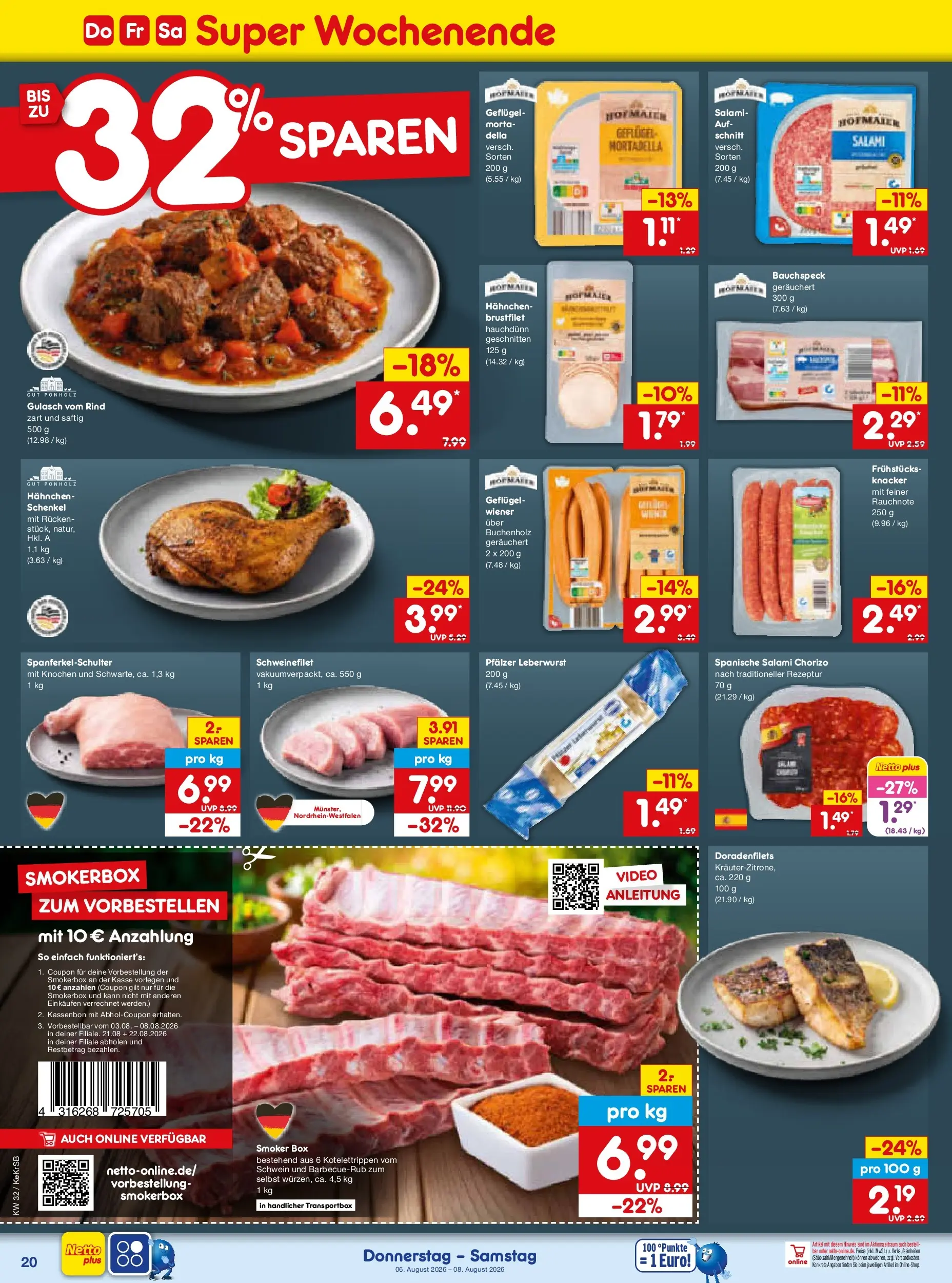 Netto Marken-Discount Prospekt Koblenz (ab 03.08.2026) » Angebote | Seite: 38 | Produkte: Hahnchen, Box, Gulasch, Salami