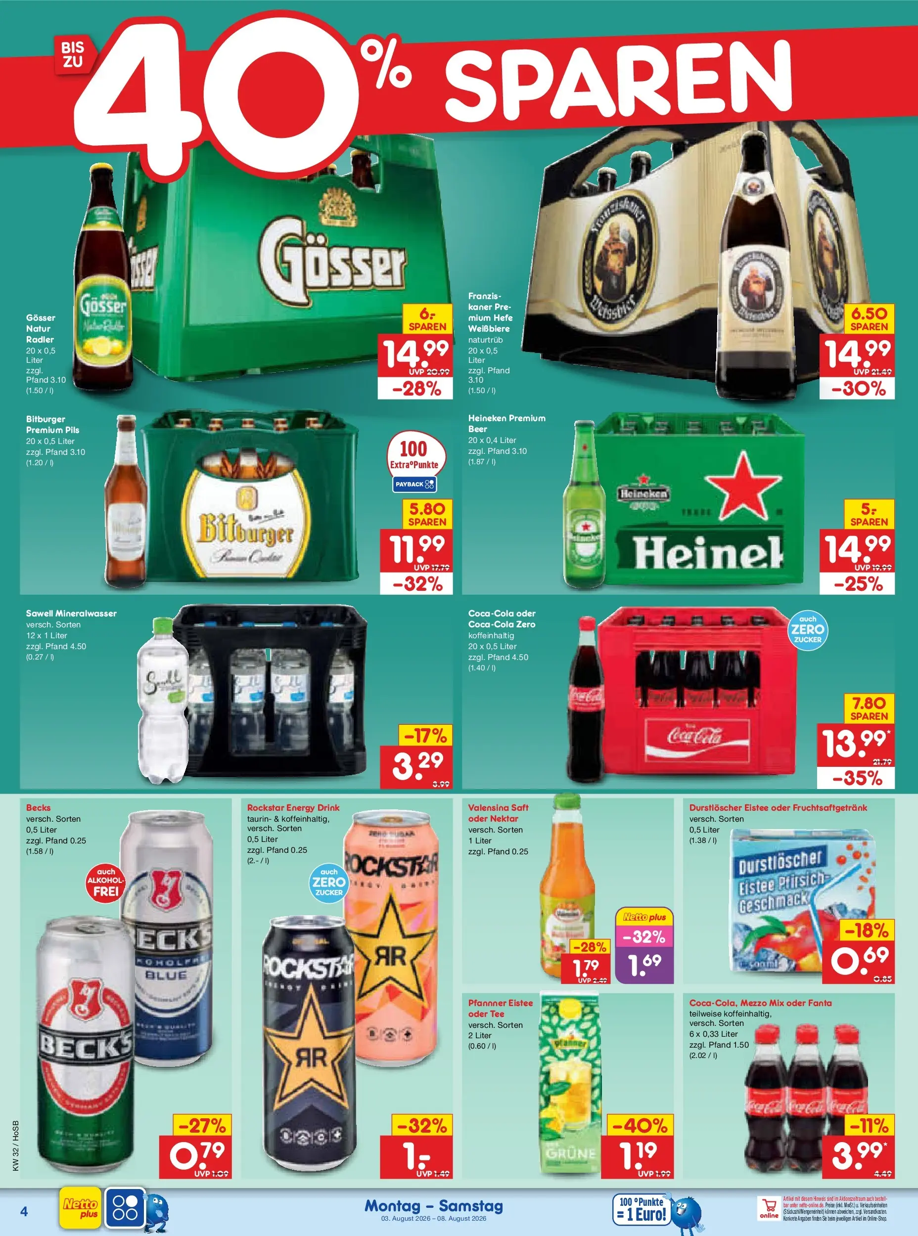Netto Marken-Discount Prospekt Hannover (ab 03.08.2026) » Angebote | Seite: 8 | Produkte: Bitburger, Mezzo mix, Coca cola, Pils