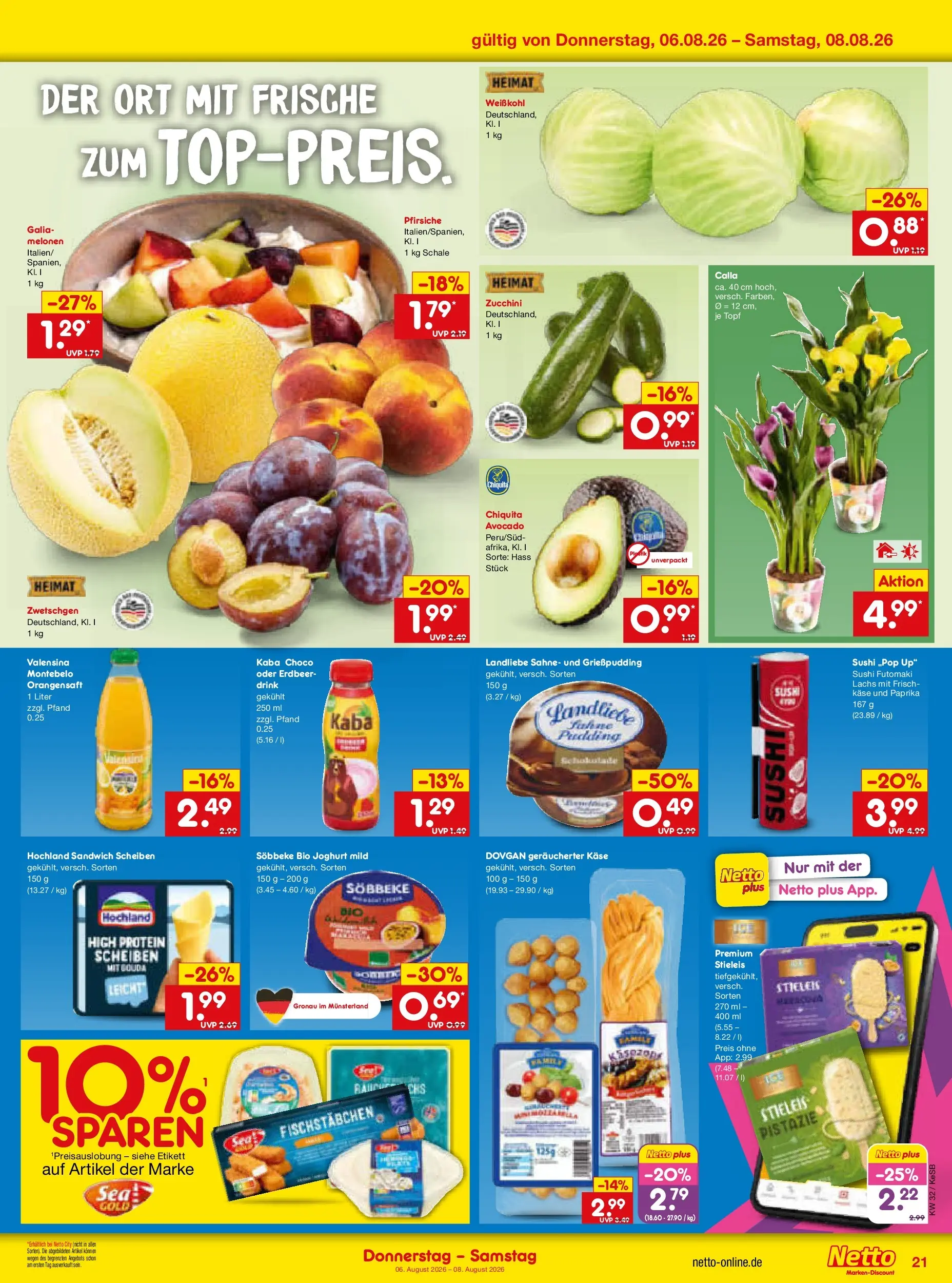Netto Marken-Discount Prospekt Koblenz (ab 03.08.2026) » Angebote | Seite: 39 | Produkte: Zwetschgen, Pudding, Valensina, Paprika