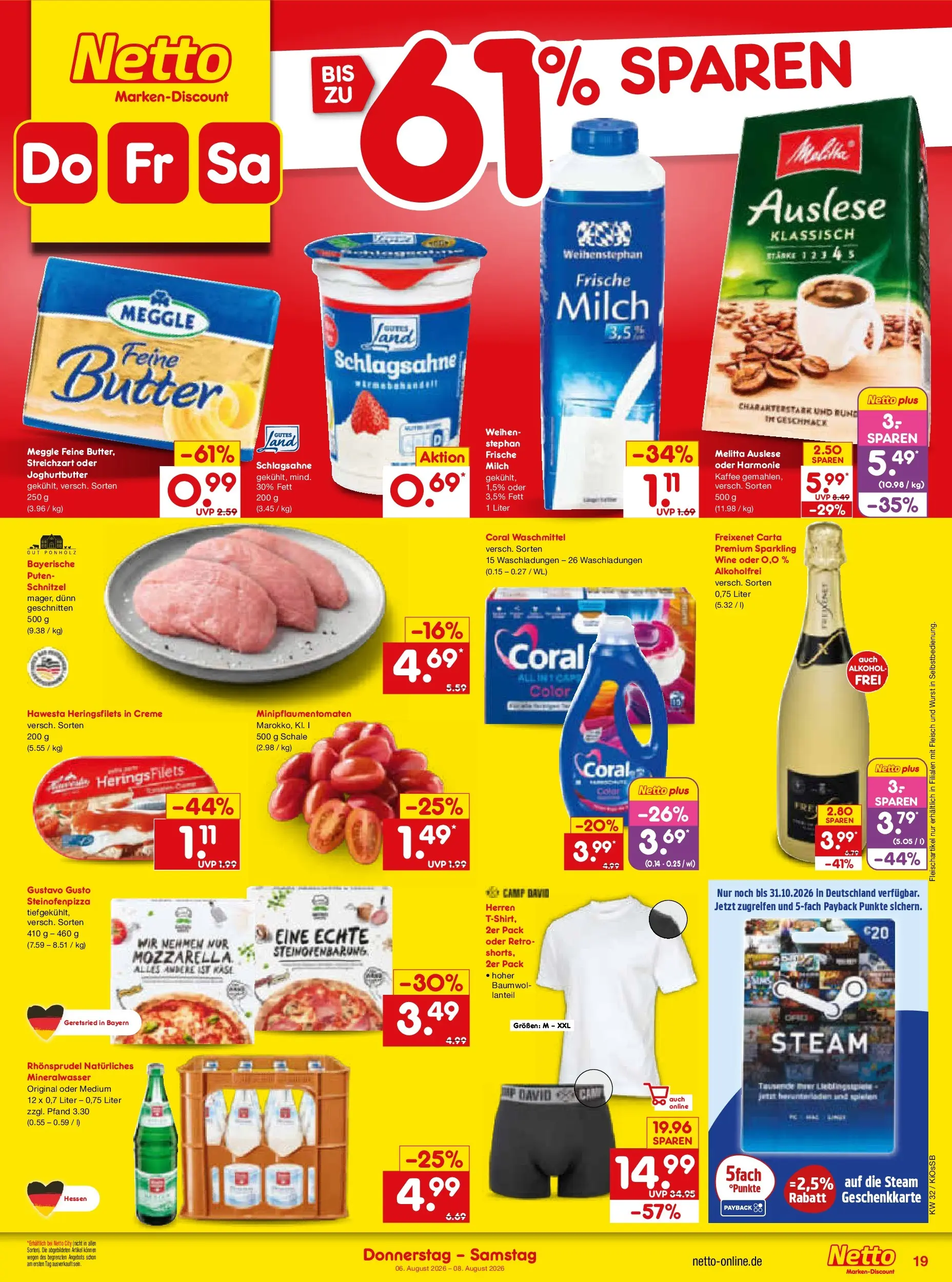 Netto Marken-Discount Prospekt Nürnberg (ab 03.08.2026) » Angebote | Seite: 37 | Produkte: Gustavo gusto, Coral waschmittel, Wurst, Fleisch