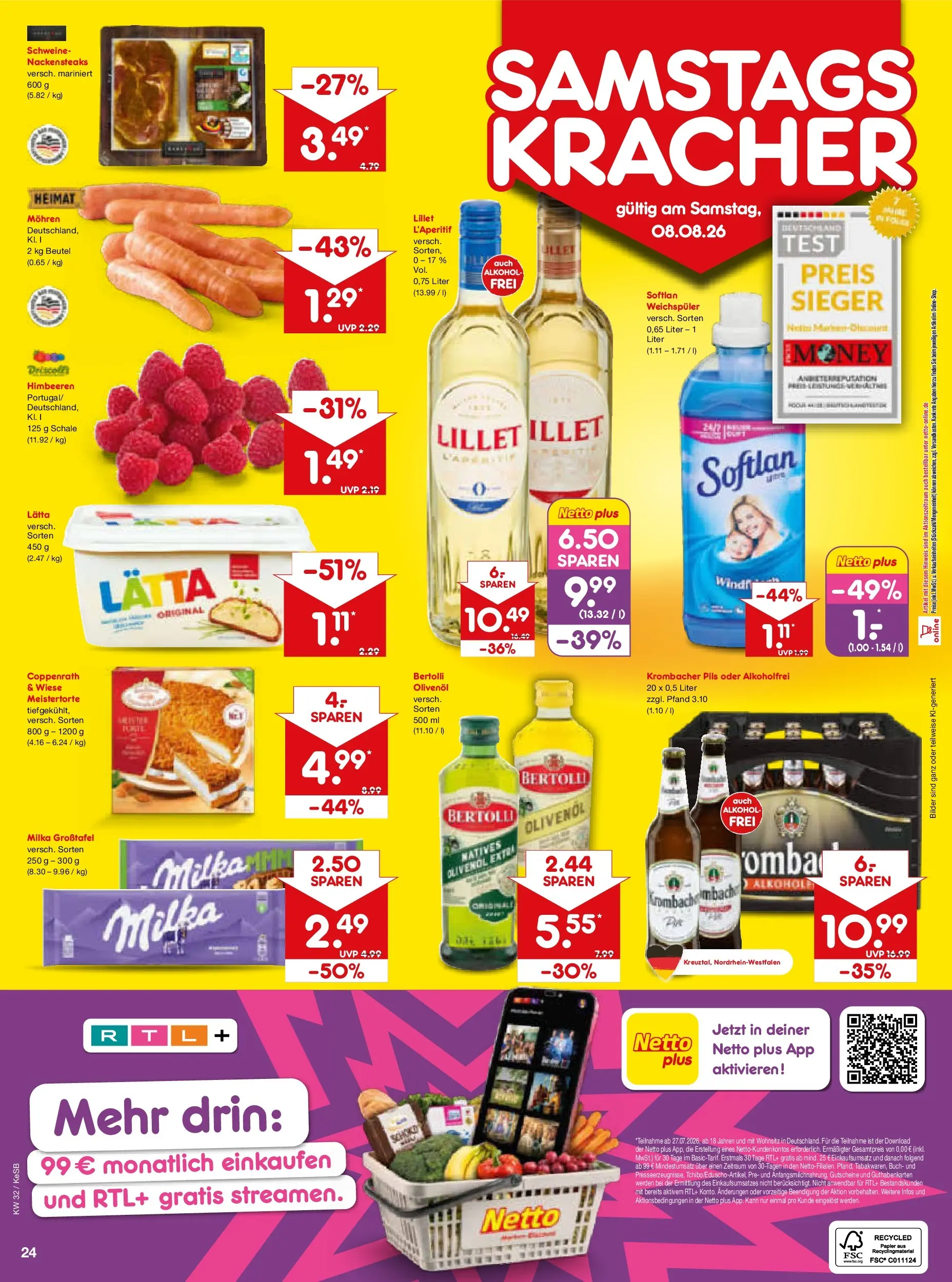 Netto Marken-Discount Prospekt Koblenz (ab 03.08.2026) » Angebote | Seite: 42 | Produkte: Pils, Weichspüler, Krombacher, Lätta