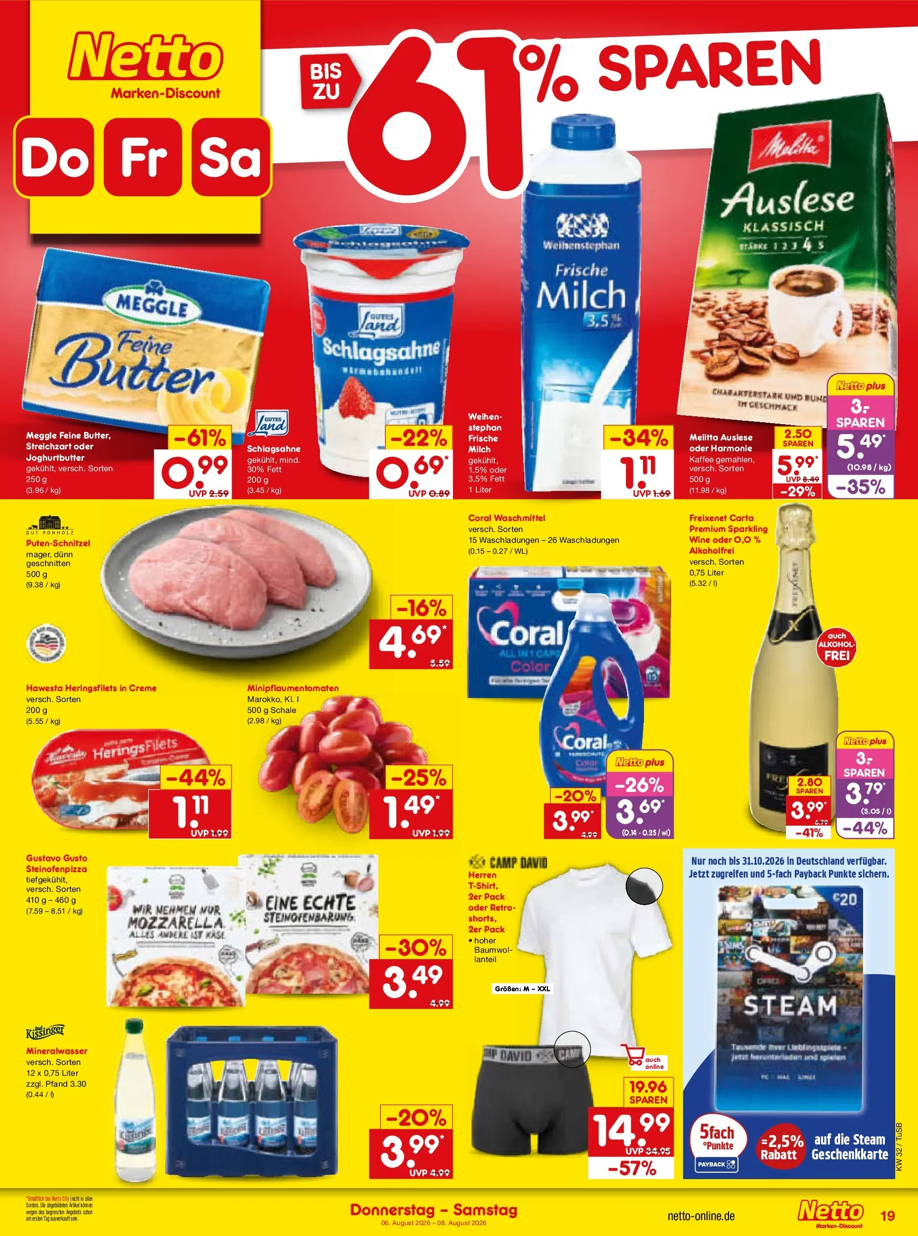 Netto Marken-Discount Prospekt Sindelfingen (ab 03.08.2026) » Angebote | Seite: 37 | Produkte: Freixenet, Mozzarella, Coral waschmittel, Creme