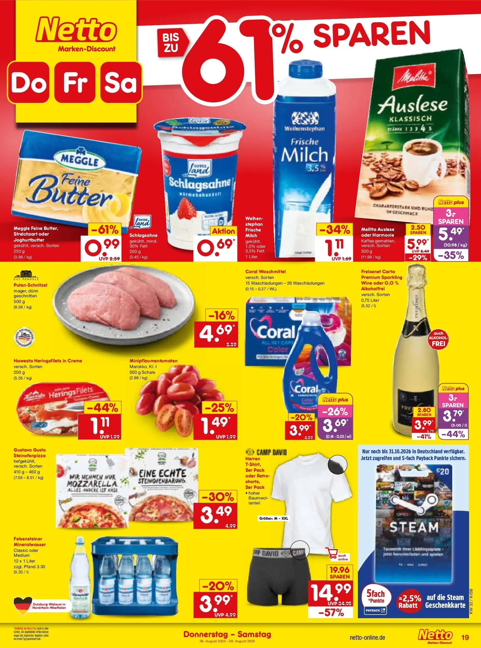Netto Marken-Discount Prospekt Baesweiler (ab 03.08.2026) » Angebote | Seite: 37 | Produkte: Melitta, Butter, Mineralwasser, Creme