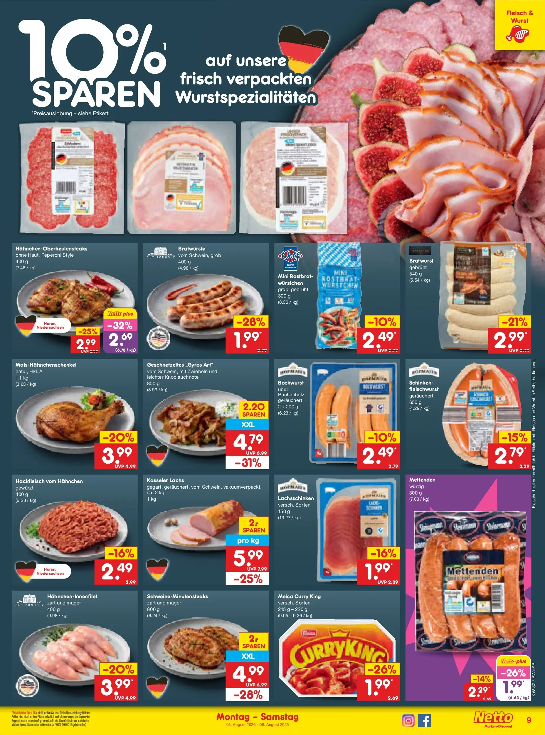 Netto Marken-Discount Prospekt Bielefeld (ab 03.08.2026) » Angebote | Seite: 19 | Produkte: Zwiebeln, Wurst, Fleisch, Hackfleisch