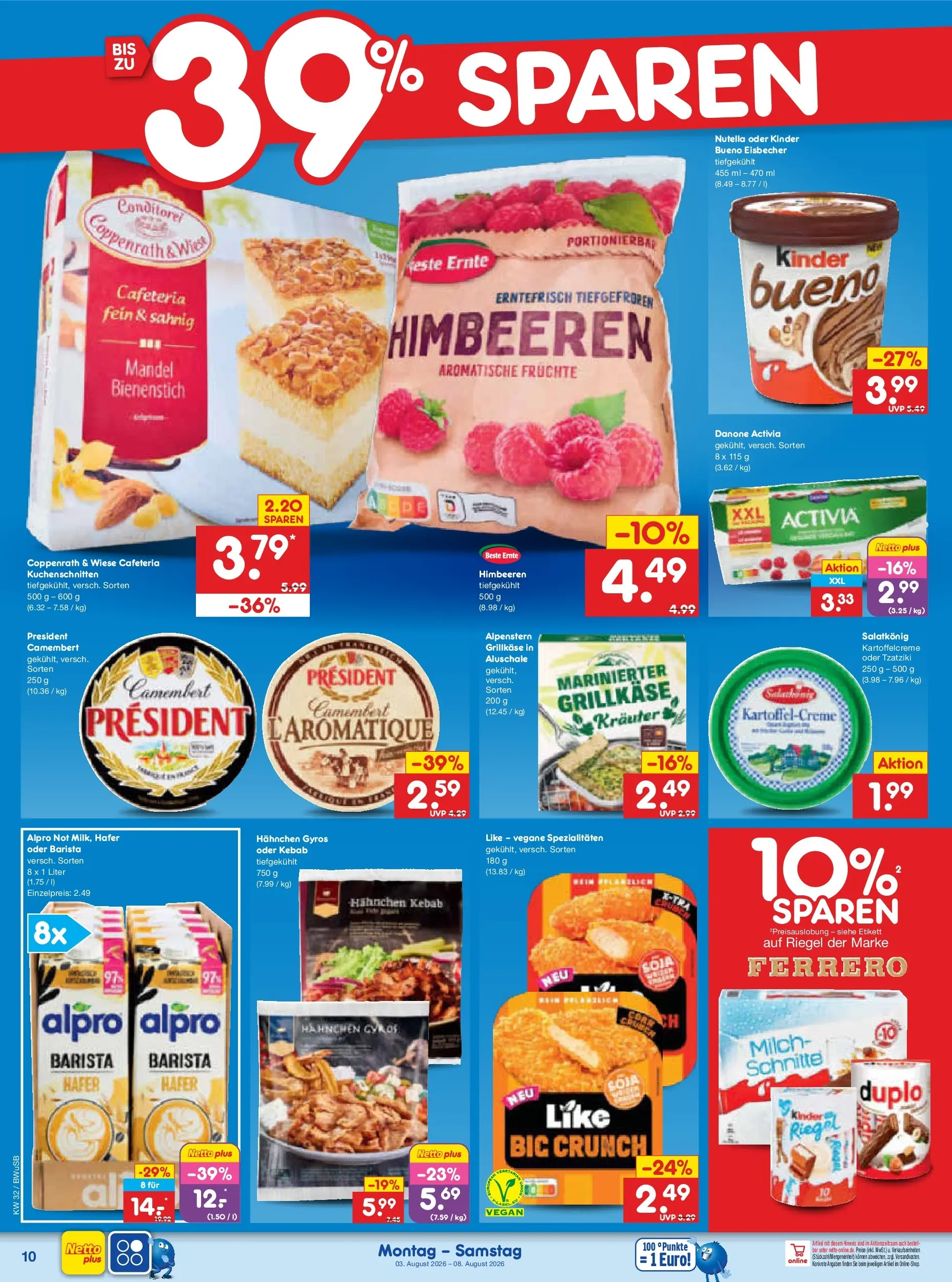 Netto Marken-Discount Prospekt Bielefeld (ab 03.08.2026) » Angebote | Seite: 20 | Produkte: Hahnchen, Nutella, Gyros, Alpro