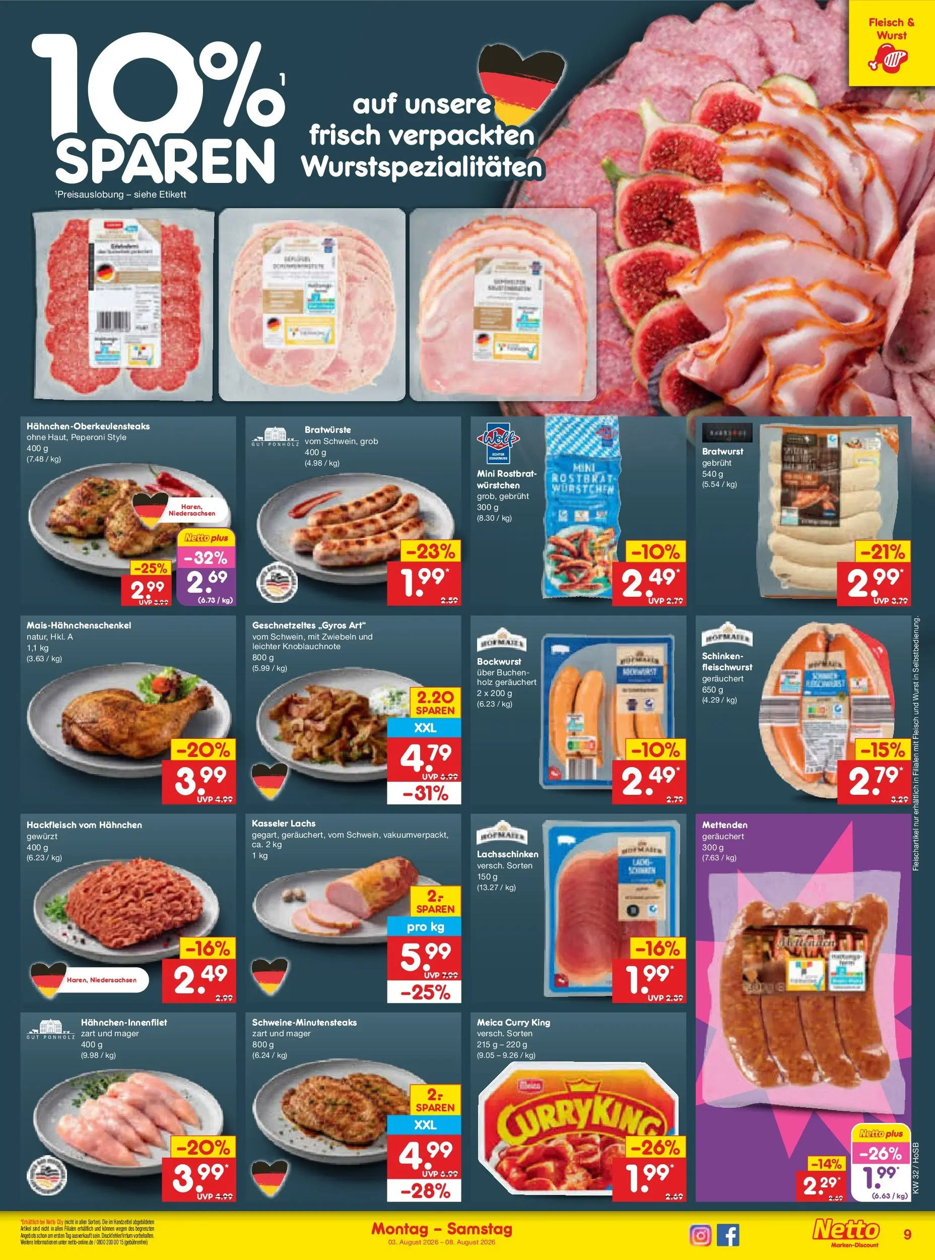 Netto Marken-Discount Prospekt Hannover (ab 03.08.2026) » Angebote | Seite: 19 | Produkte: Hahnchen, Meica, Zwiebeln, Hackfleisch