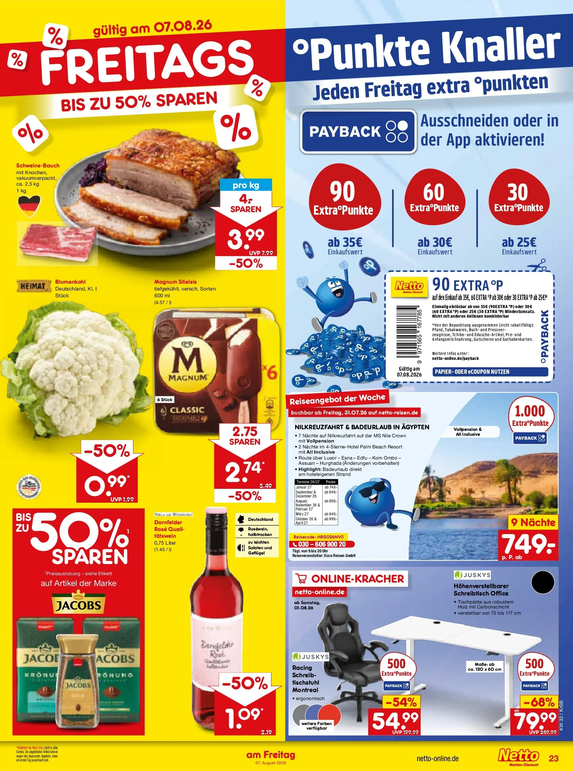 Netto Marken-Discount Prospekt Baesweiler (ab 03.08.2026) » Angebote | Seite: 41 | Produkte: Schweinebauch, Blumenkohl, Uhr