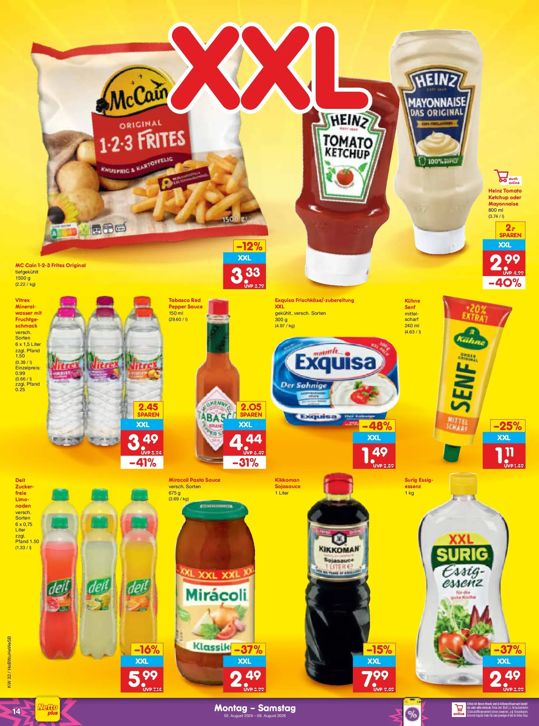 Netto Marken-Discount Prospekt Bielefeld (ab 03.08.2026) » Angebote | Seite: 28 | Produkte: McCain, Wasser, Mayonnaise, Ketchup