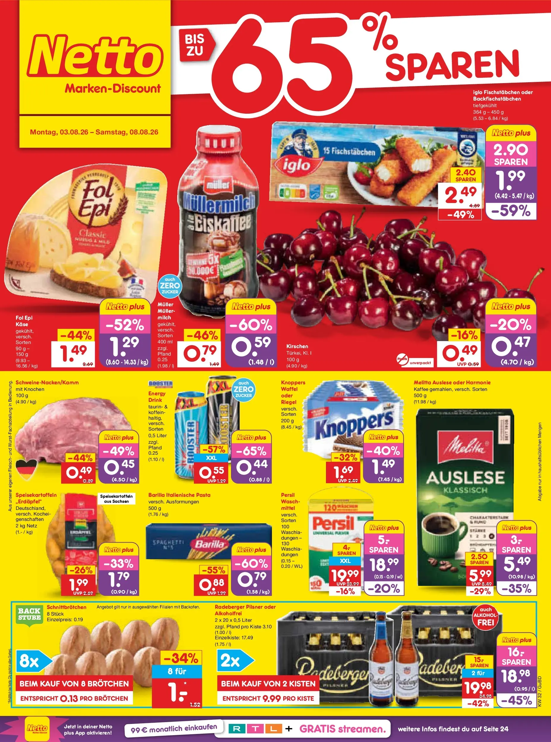 Netto Marken-Discount Prospekt Augustusburg (ab 03.08.2026) » Angebote | Seite: 1 | Produkte: Kaffee, Iglo, Knoppers, Radeberger pilsner