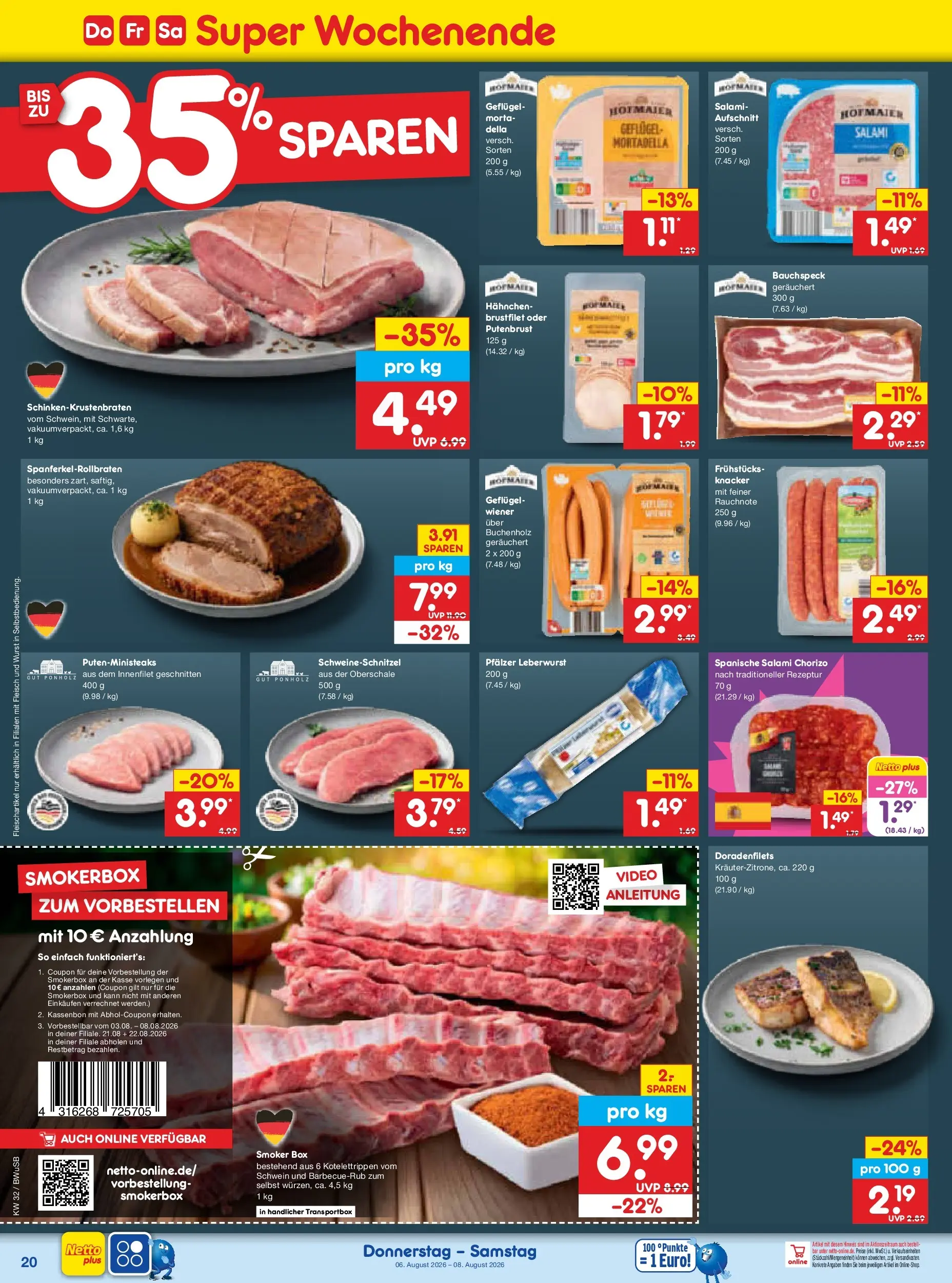 Netto Marken-Discount Prospekt Bielefeld (ab 03.08.2026) » Angebote | Seite: 38 | Produkte: Hahnchen, Wurst, Salami, Fleisch