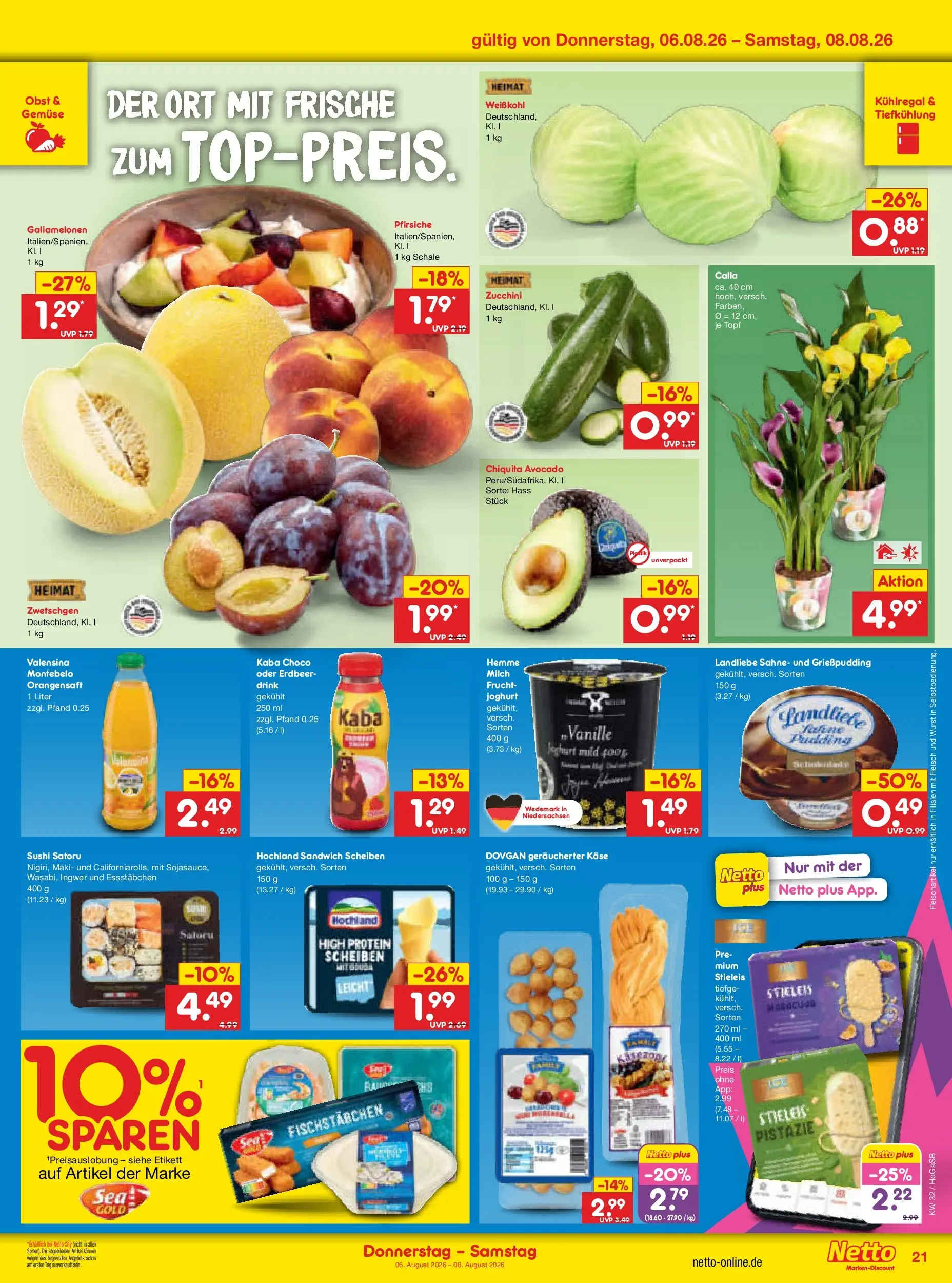 Netto Marken-Discount Prospekt Oldenburg (ab 03.08.2026) » Angebote | Seite: 39 | Produkte: Joghurt, Avocado, Gemüse, Obst